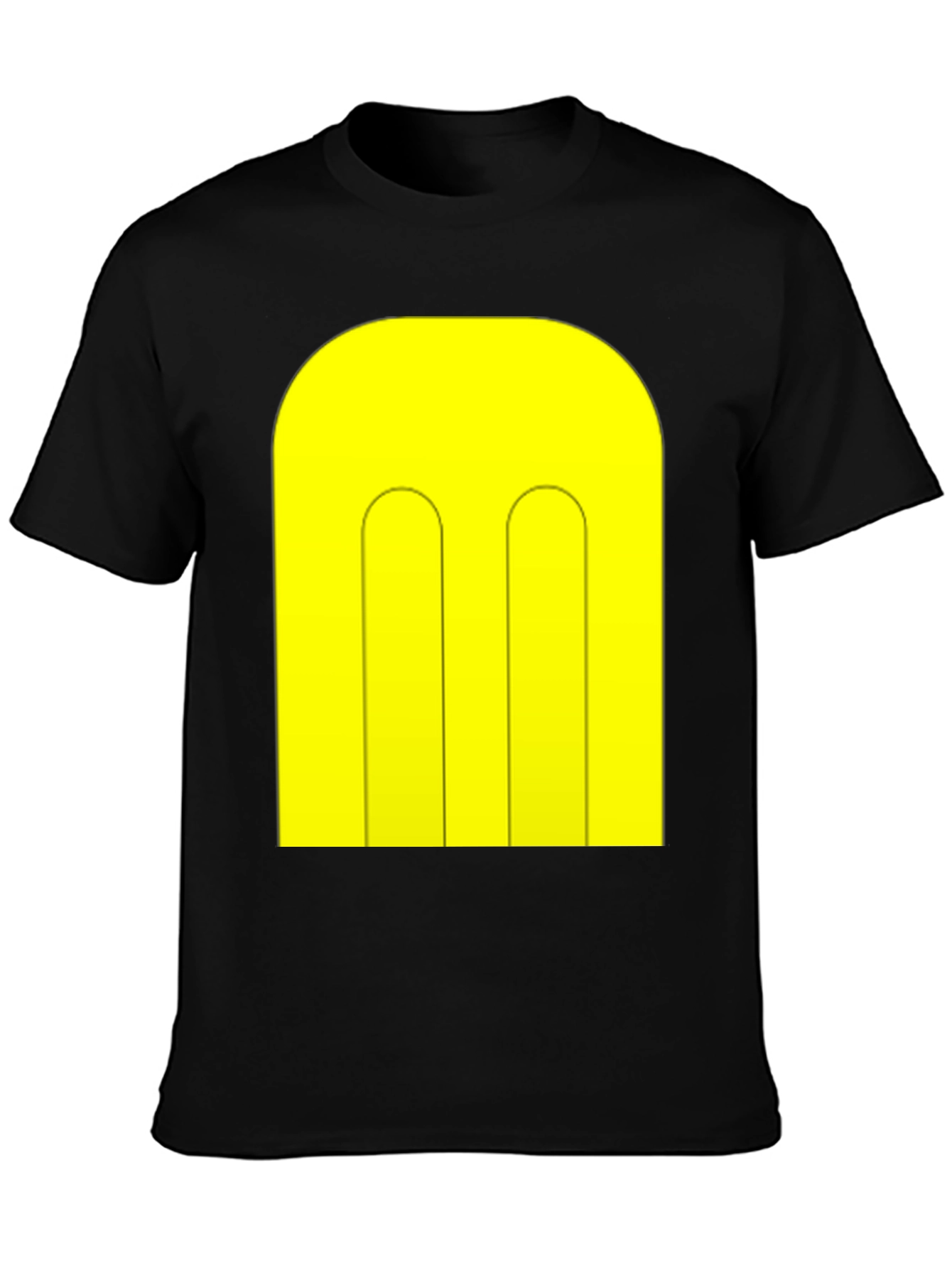 Abstract Yellow Pattern Black T-Shirt