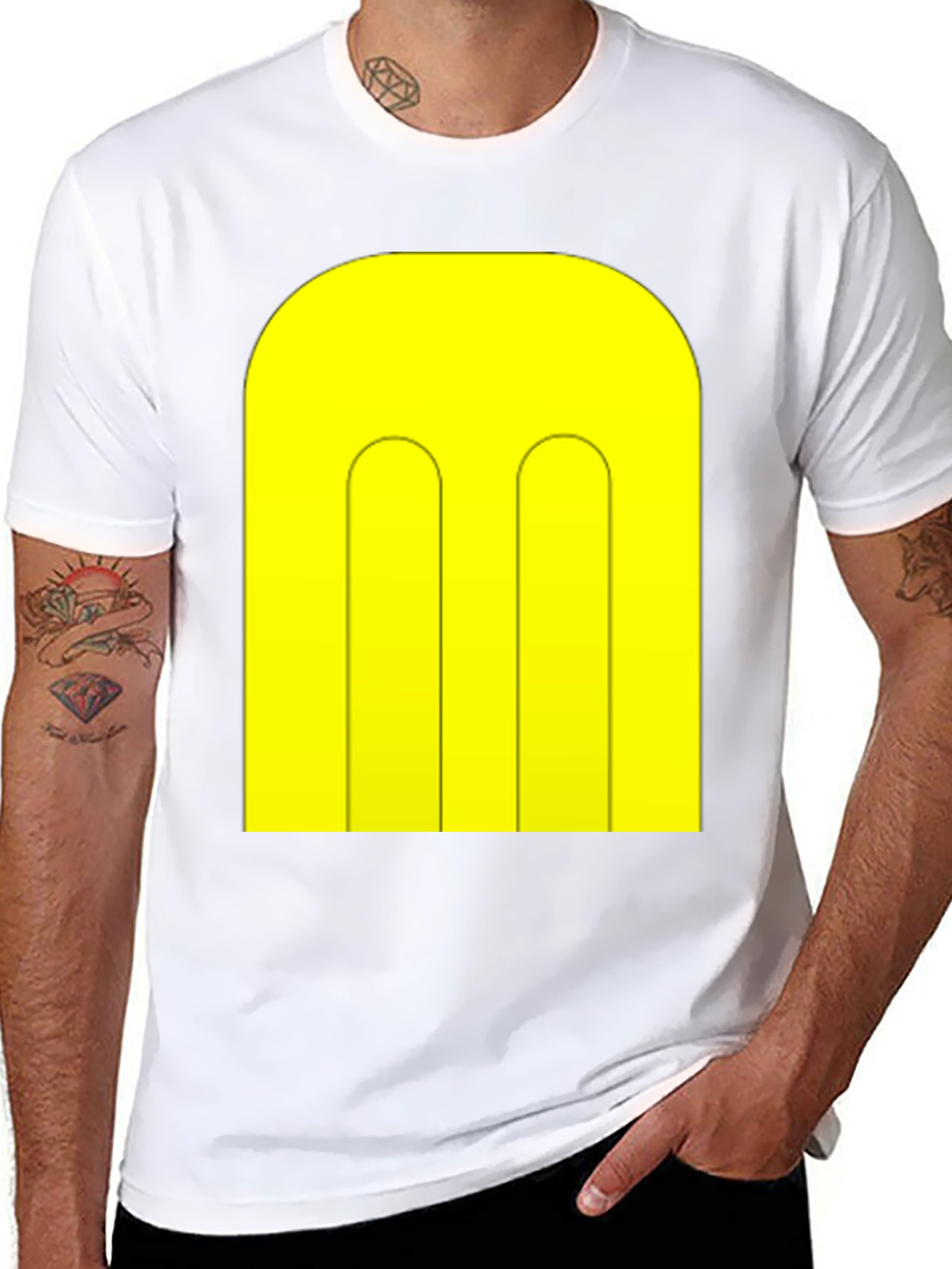 Abstract Yellow Pattern Black T-Shirt