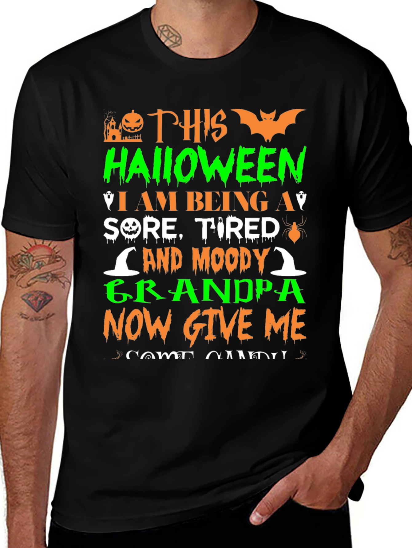 Halloween Grandpa T-Shirt: Sore Tired Moody