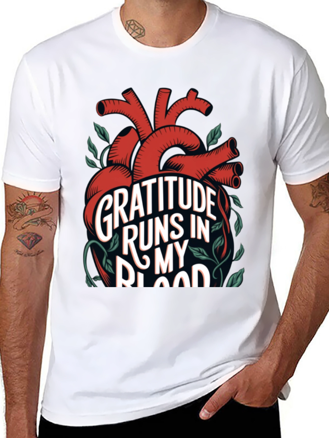 Gratitude Heart T-Shirt - Runs in My Blood