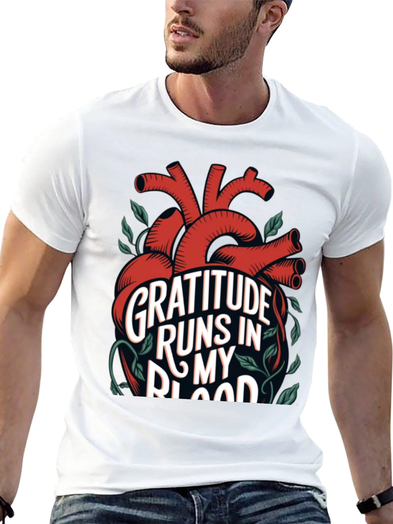 Gratitude Heart T-Shirt - Runs in My Blood