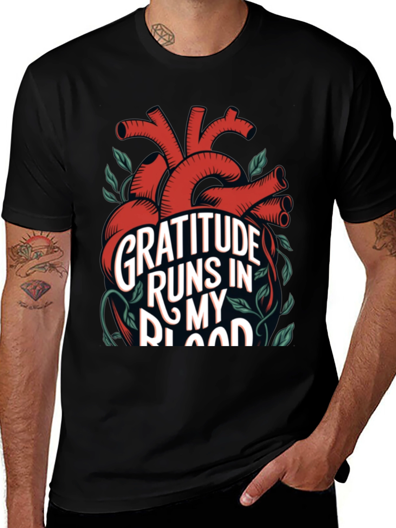 Gratitude Heart T-Shirt - Runs in My Blood