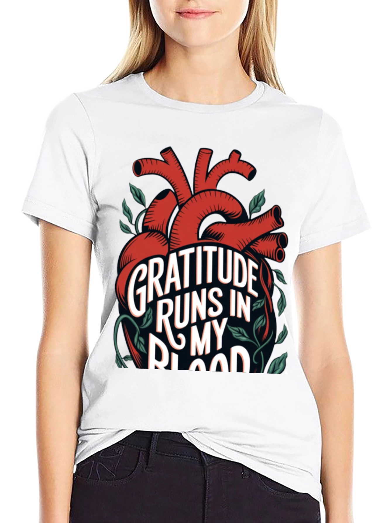 Gratitude Heart T-Shirt - Runs in My Blood