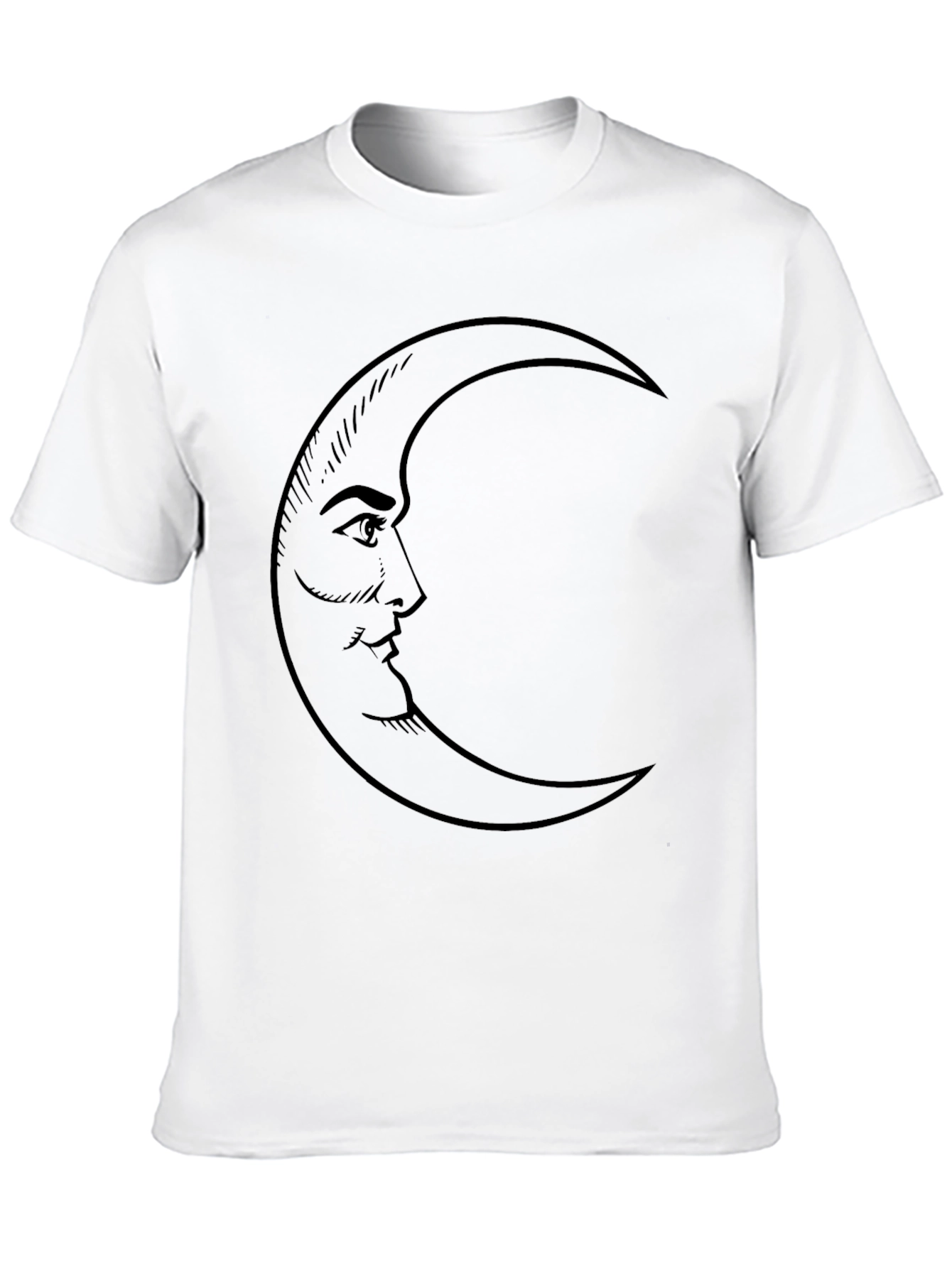 Moon Face Graphic Tee - Soft Black Cotton Blend