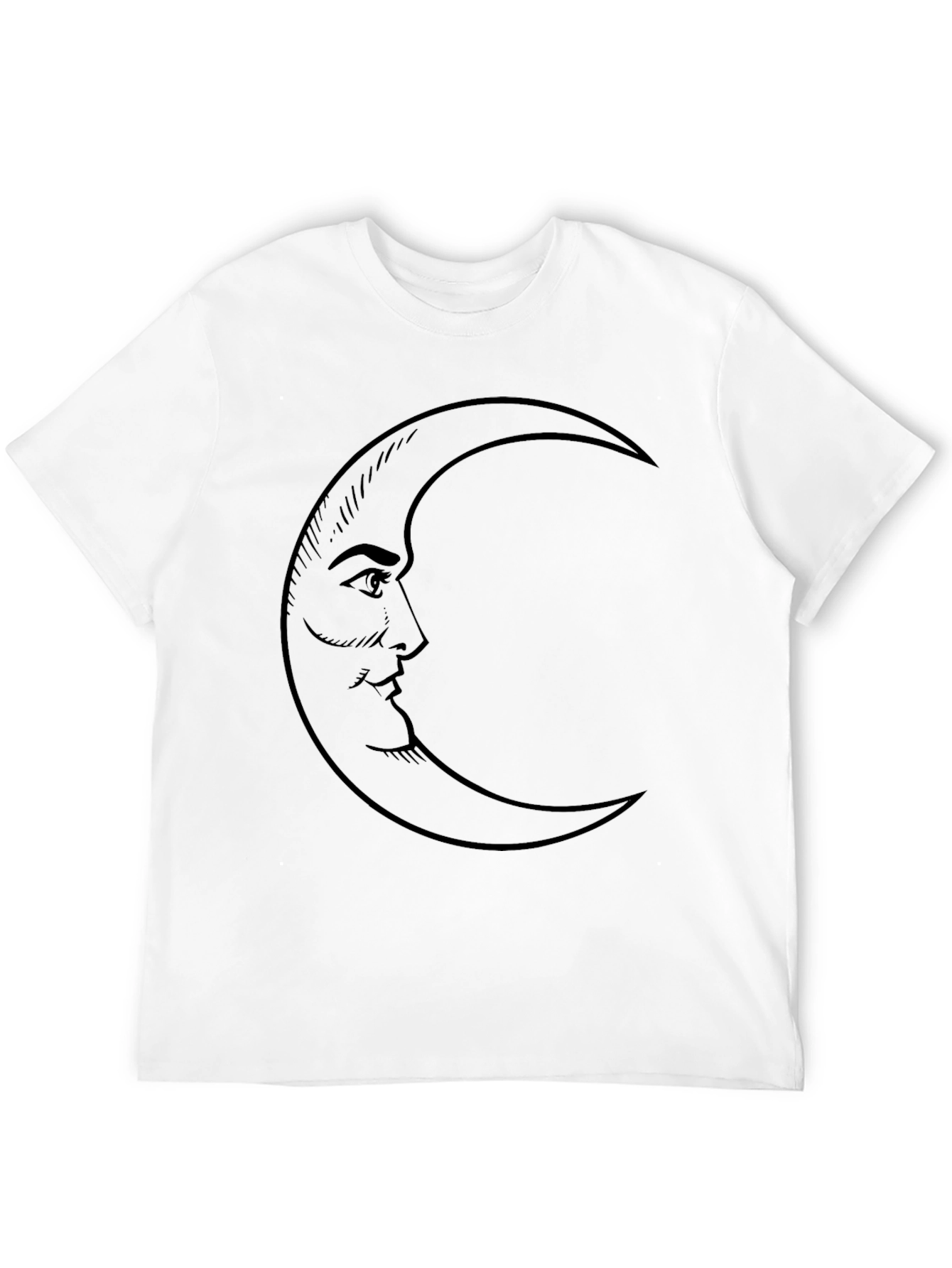 Moon Face Graphic Tee - Soft Black Cotton Blend