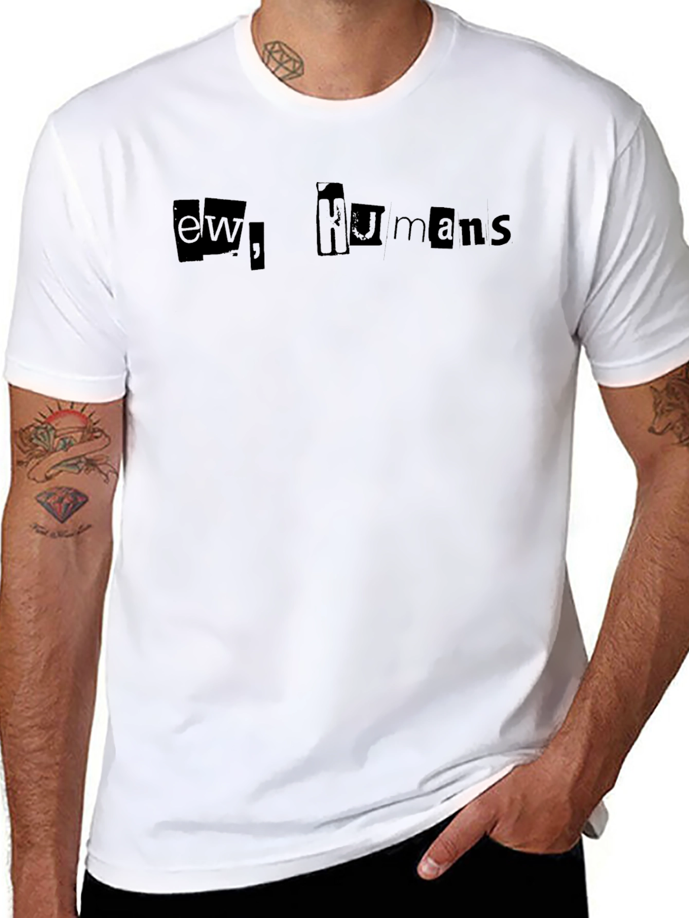 Ew Humans Graphic Tee - Black Crew Neck T-Shirt