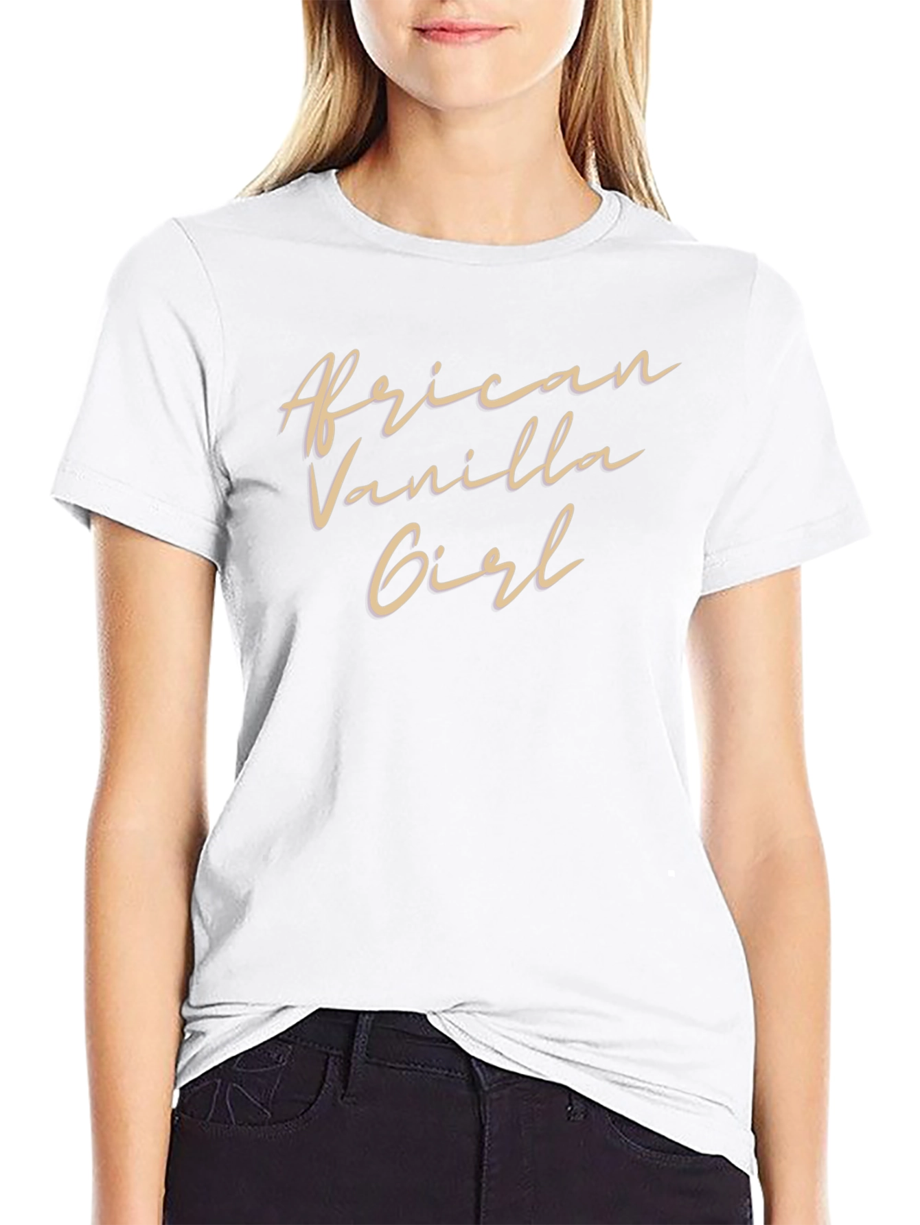 African Vanilla Girl Black Graphic Tee