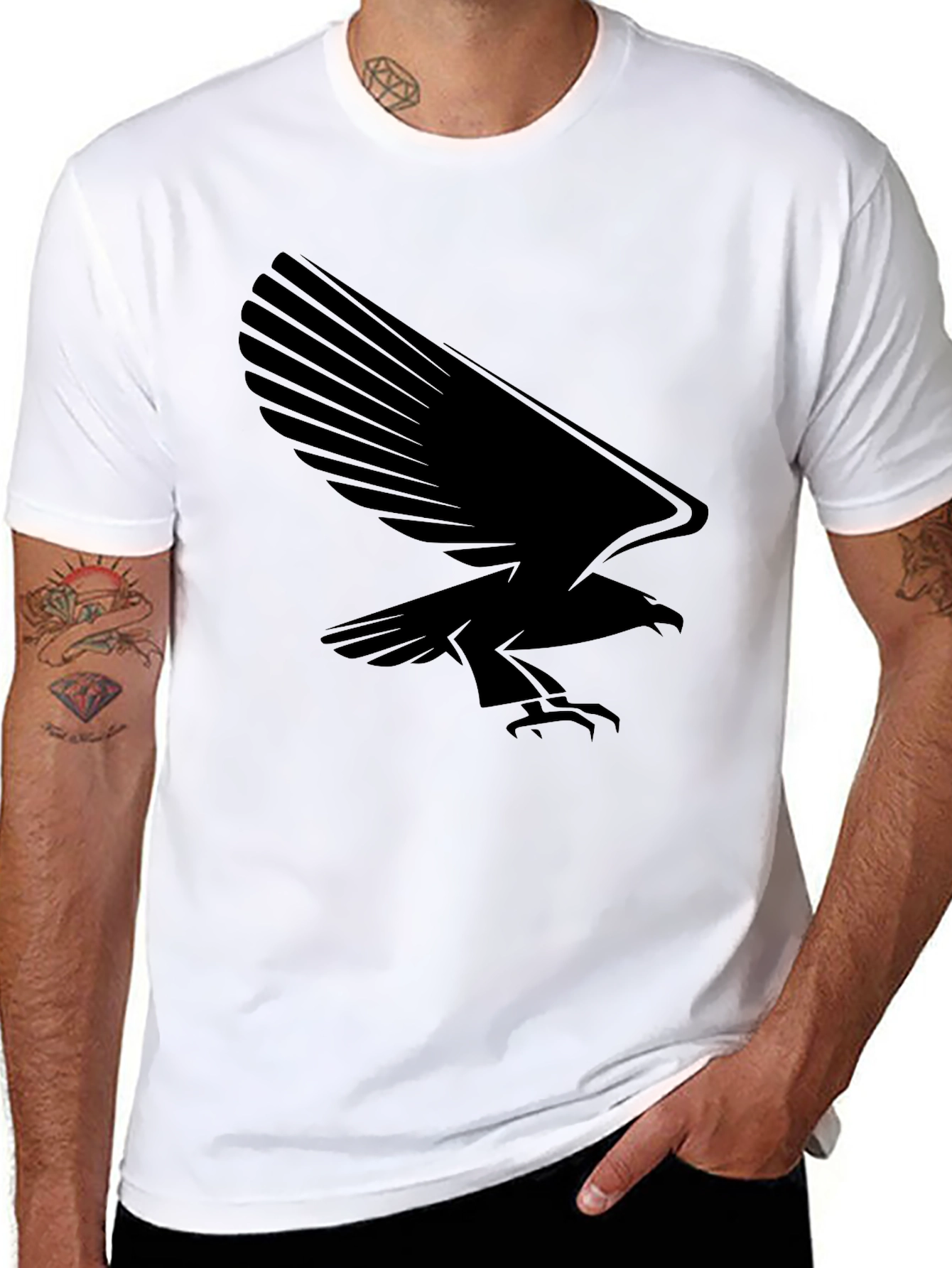 Bold Black Eagle Graphic Tee - Stylish Menswear