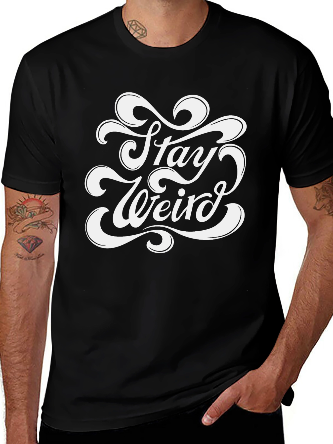 Stay Weird Graphic Tee - Mens Black T-Shirt