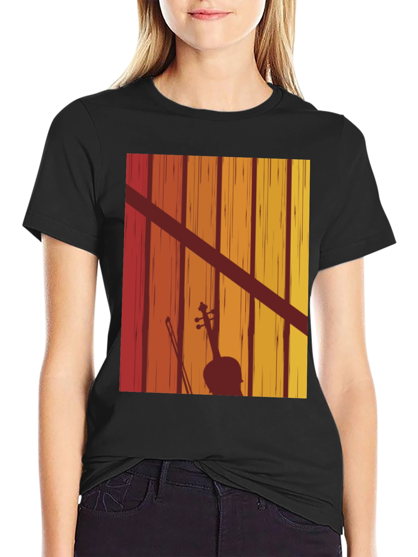 Retro Violin Silhouette Graphic Tee
