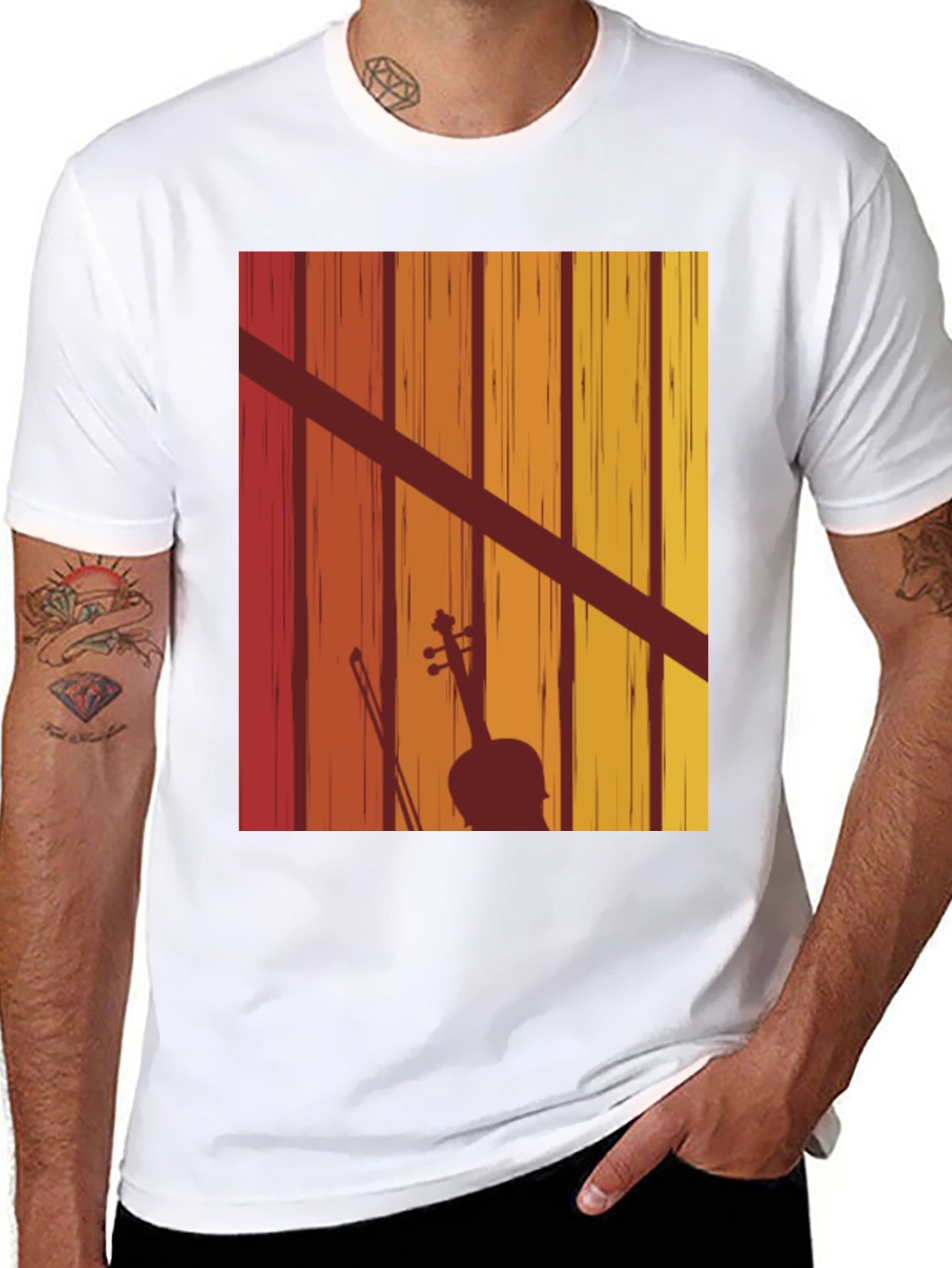 Retro Violin Silhouette Graphic Tee