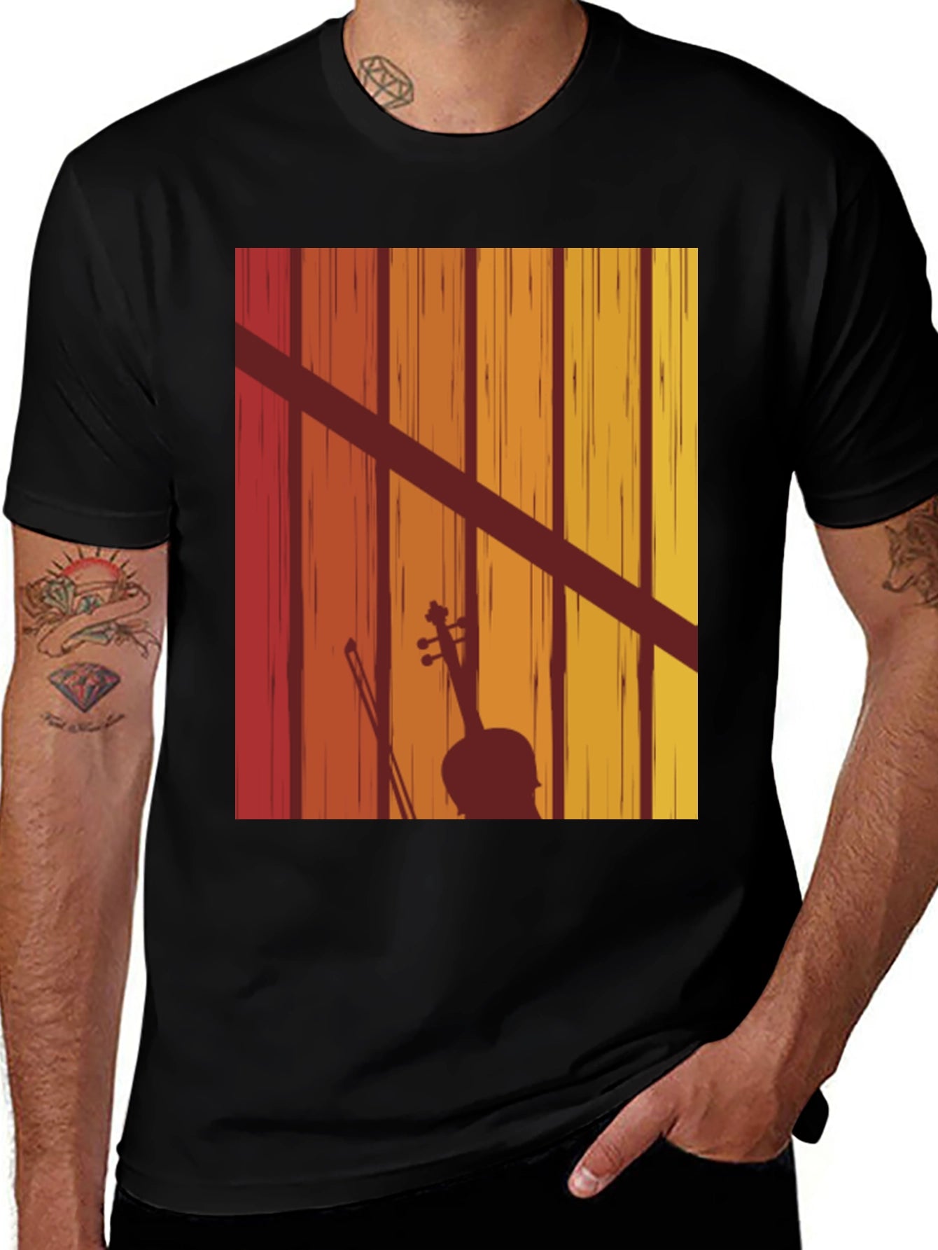 Retro Violin Silhouette Graphic Tee
