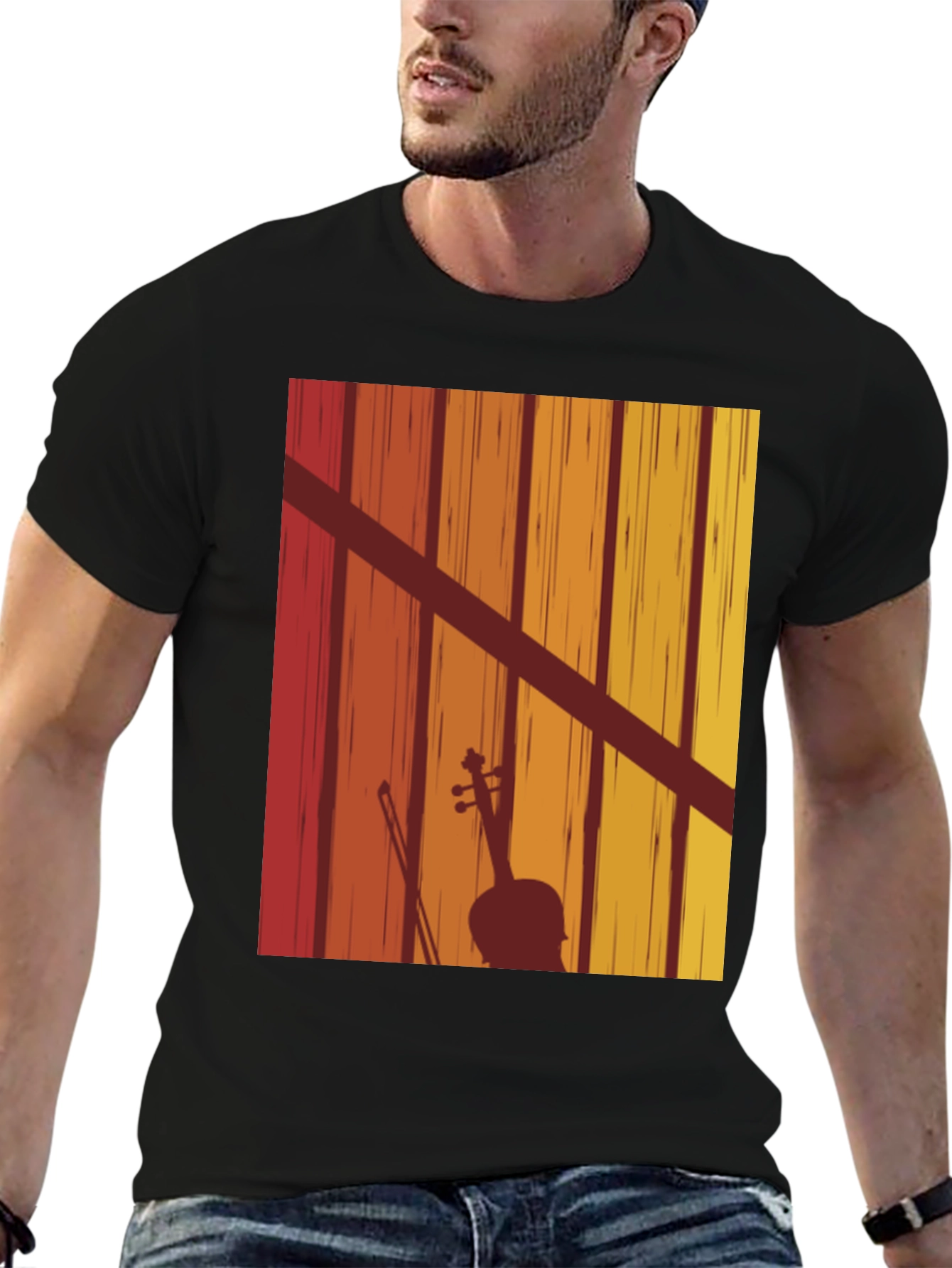 Retro Violin Silhouette Graphic Tee