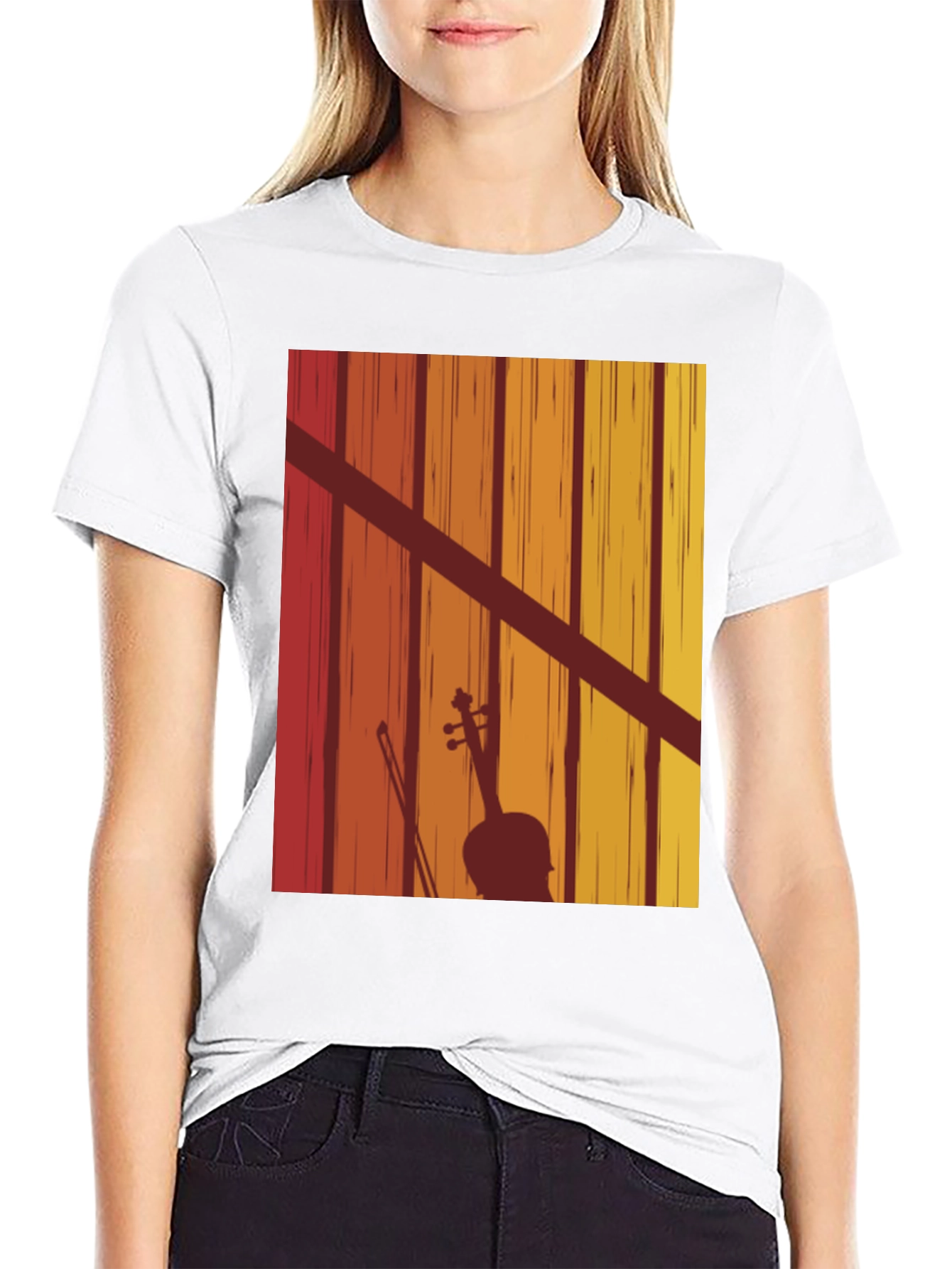 Retro Violin Silhouette Graphic Tee