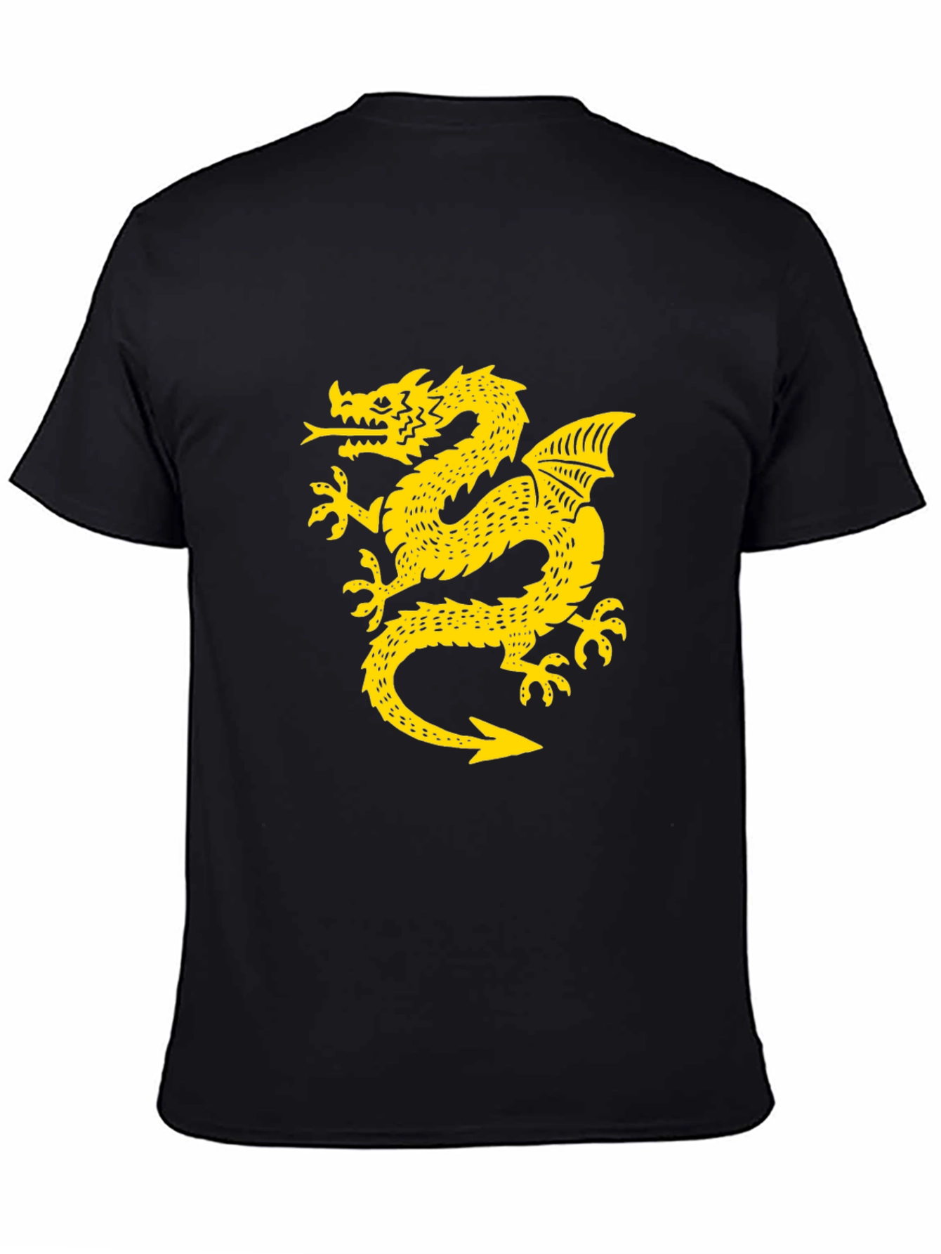 Black T-Shirt with Golden Dragon Graphic