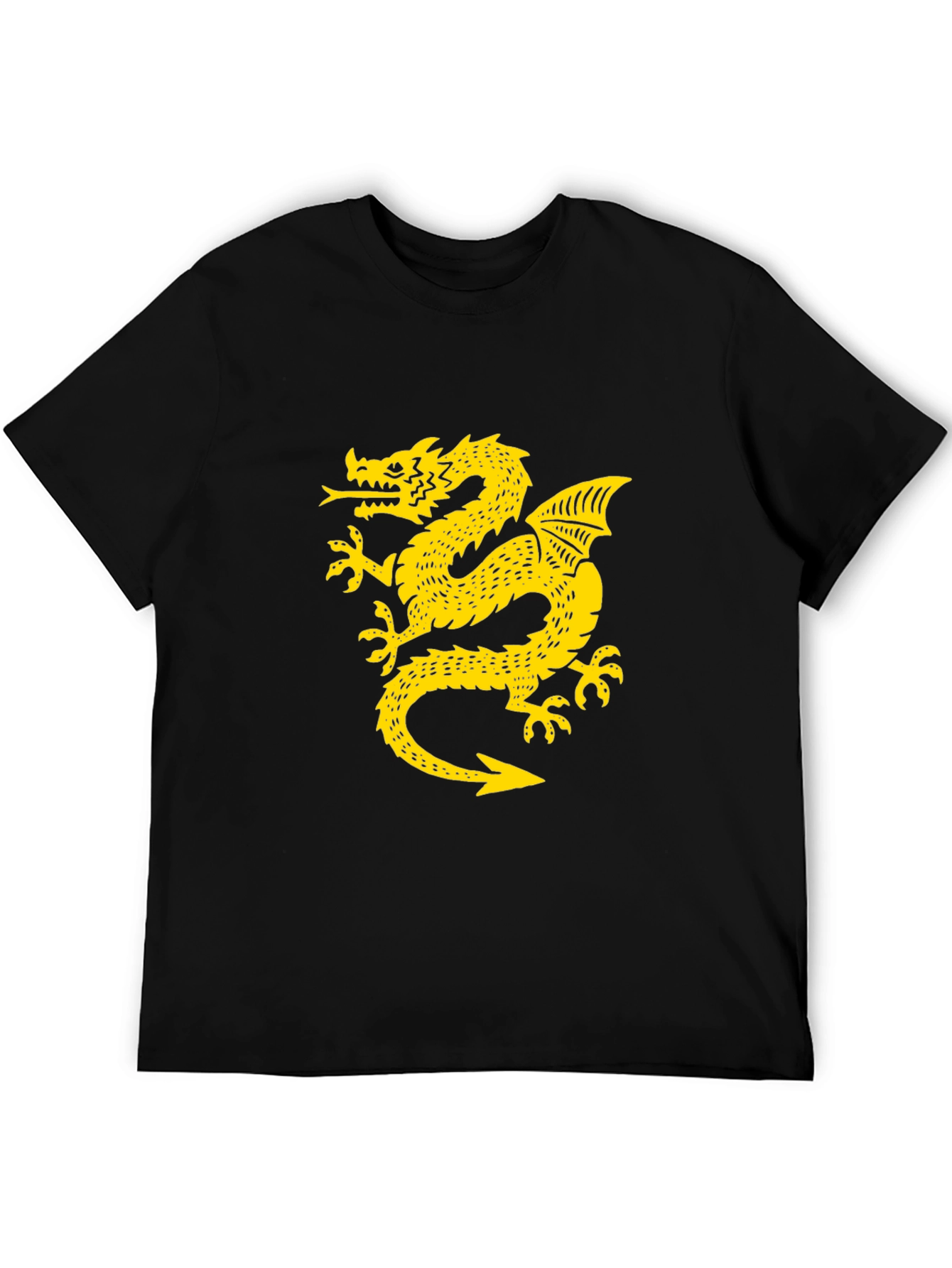 Black T-Shirt with Golden Dragon Graphic