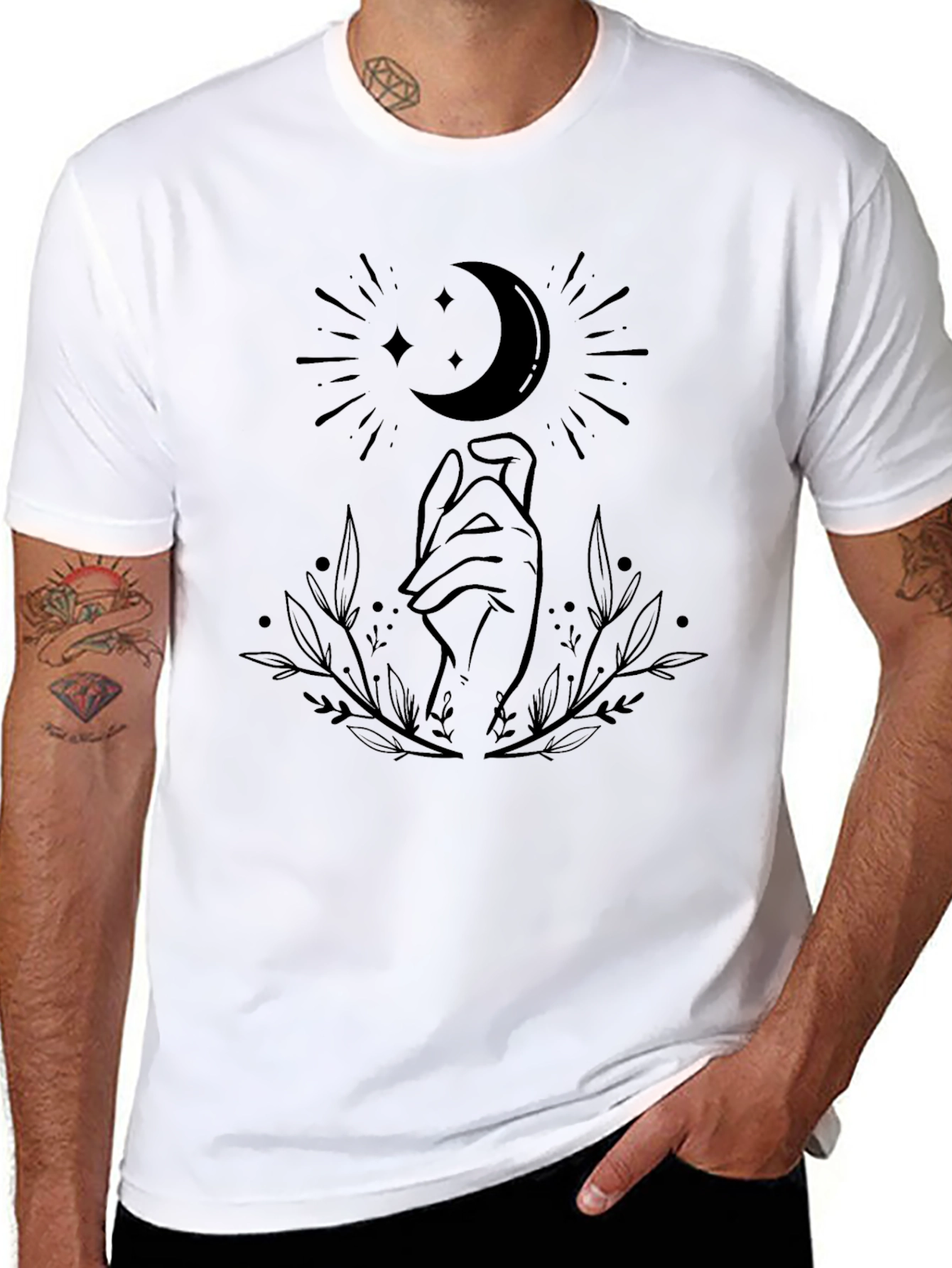 Mystic Moon Hand Graphic Tee - Black Unisex T-Shirt