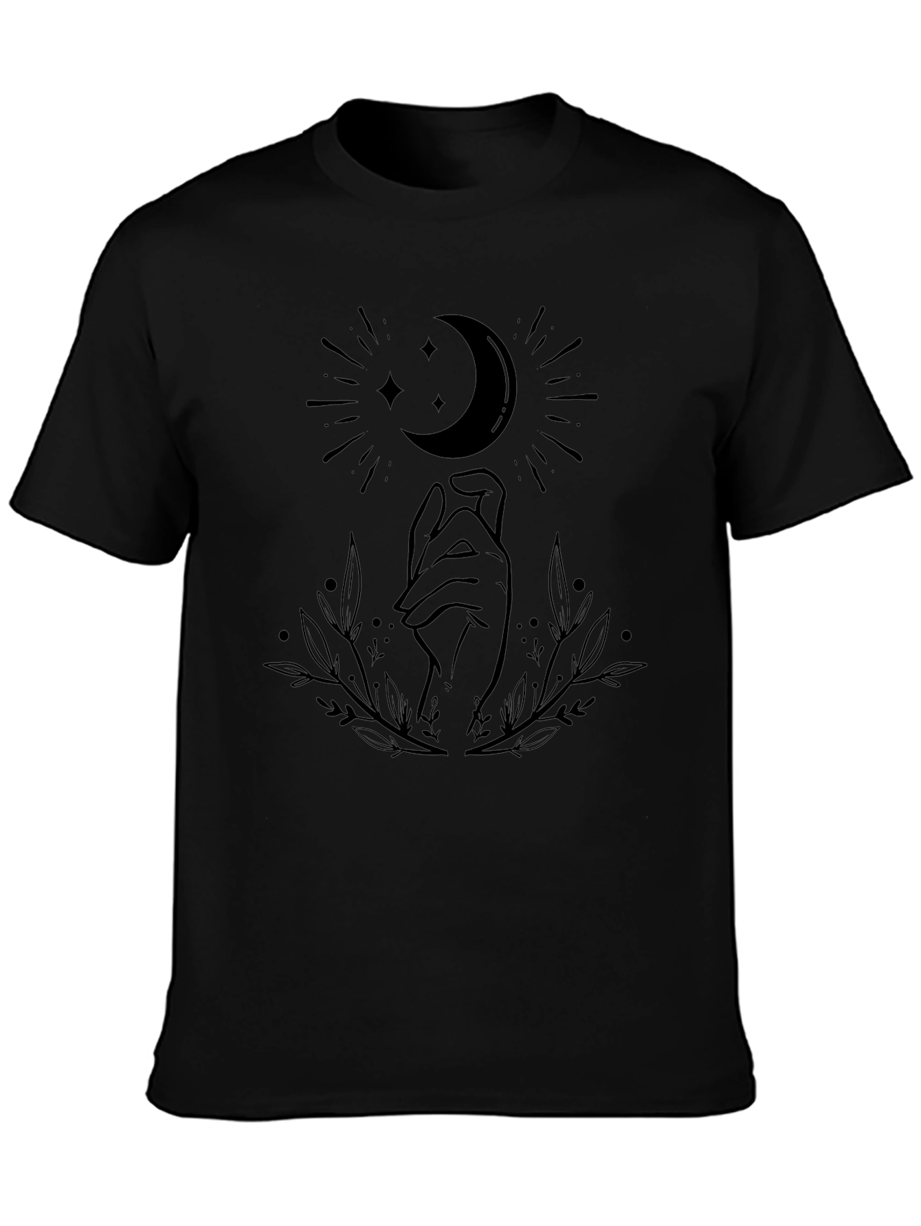 Mystic Moon Hand Graphic Tee - Black Unisex T-Shirt