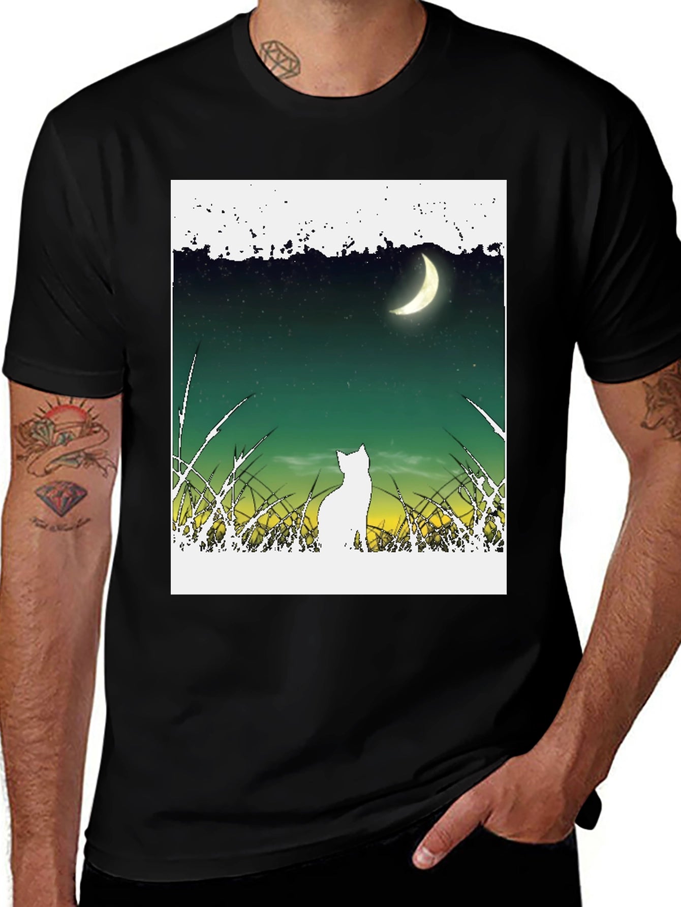 Cat Moon T-Shirt - Unique Graphic Tee