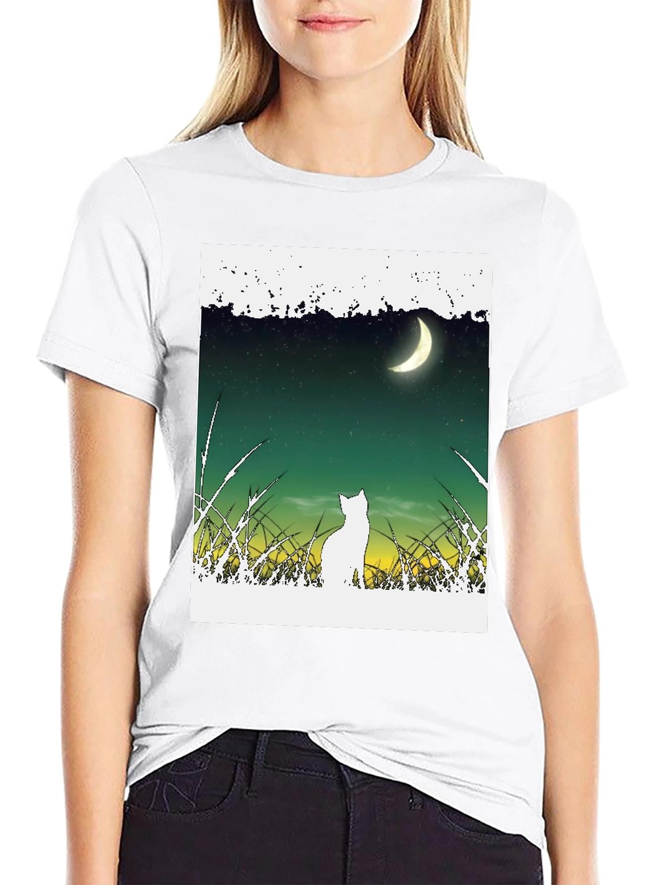 Cat Moon T-Shirt - Unique Graphic Tee