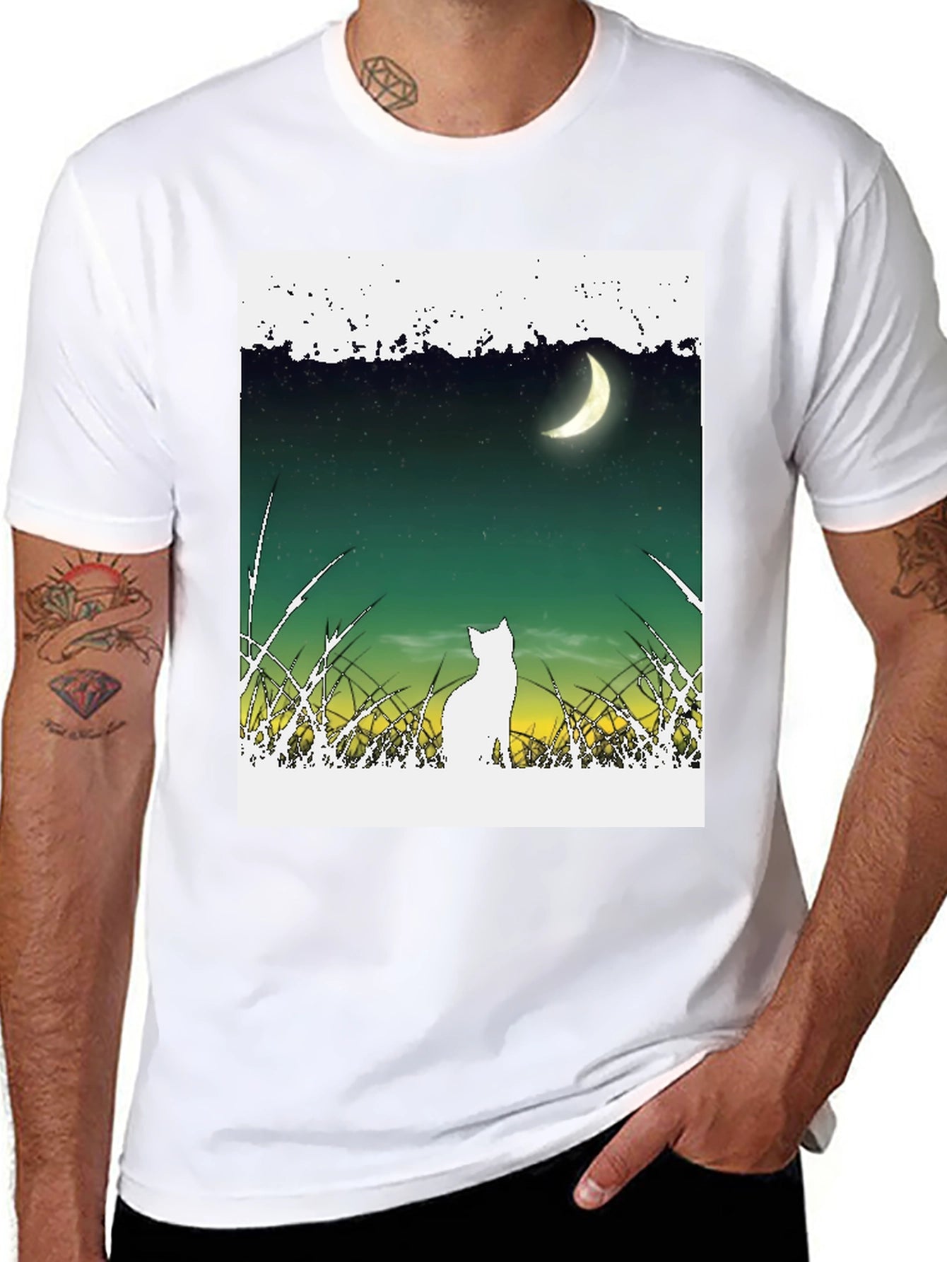 Cat Moon T-Shirt - Unique Graphic Tee