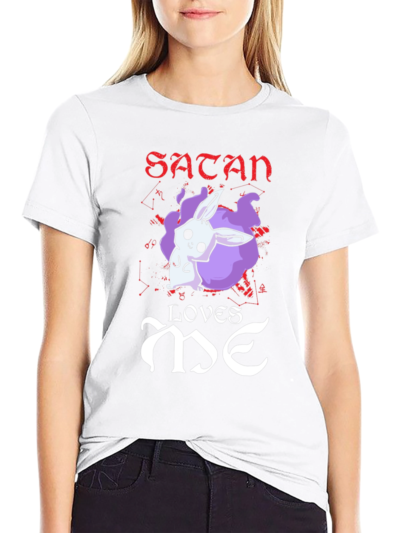 Satan Loves Me T-Shirt - Cute Bunny Graphic Tee