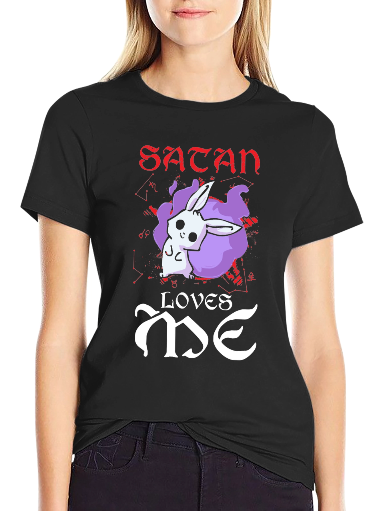Satan Loves Me T-Shirt - Cute Bunny Graphic Tee