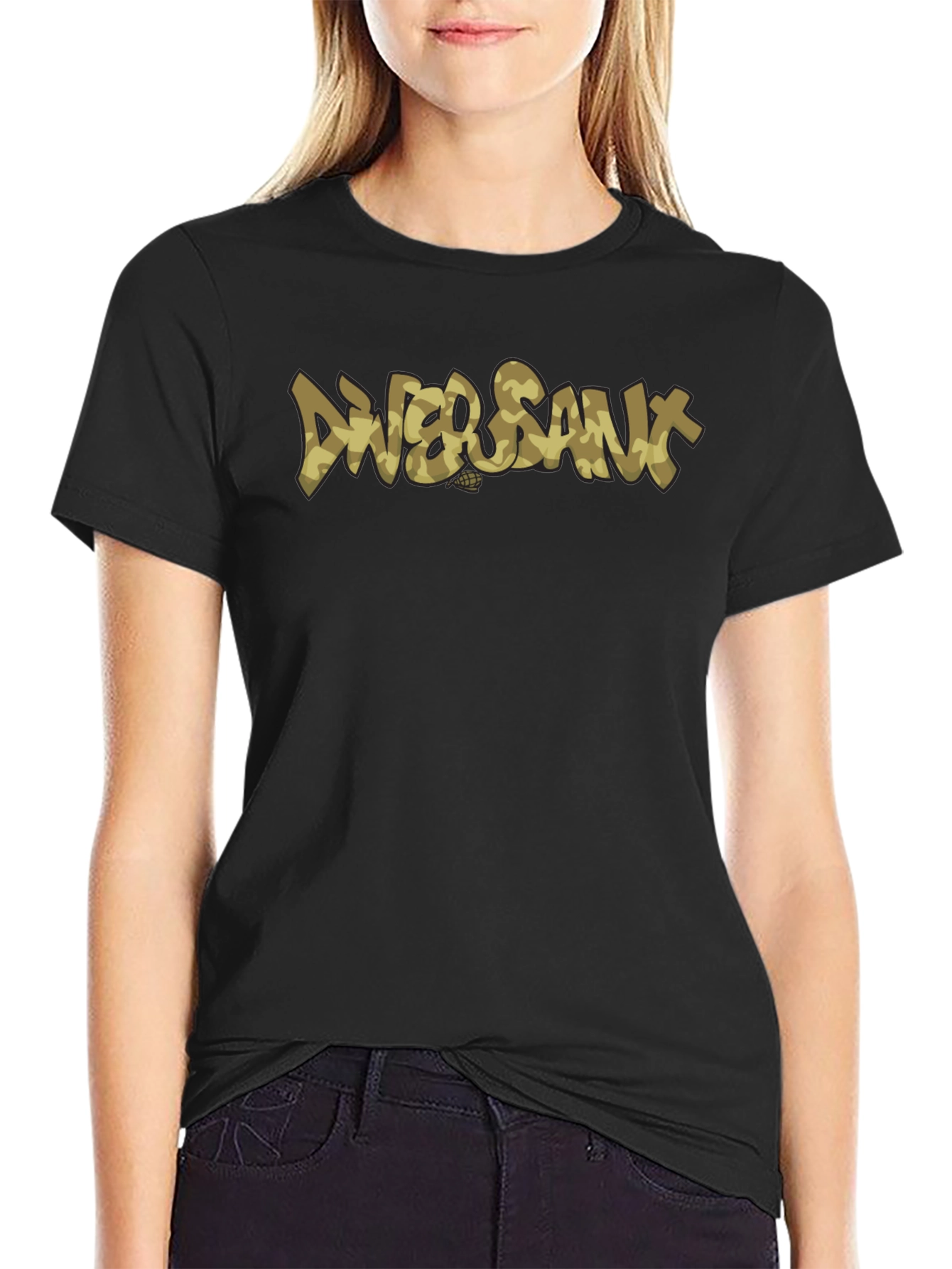 Diver Sant Camo Print Black T-Shirt