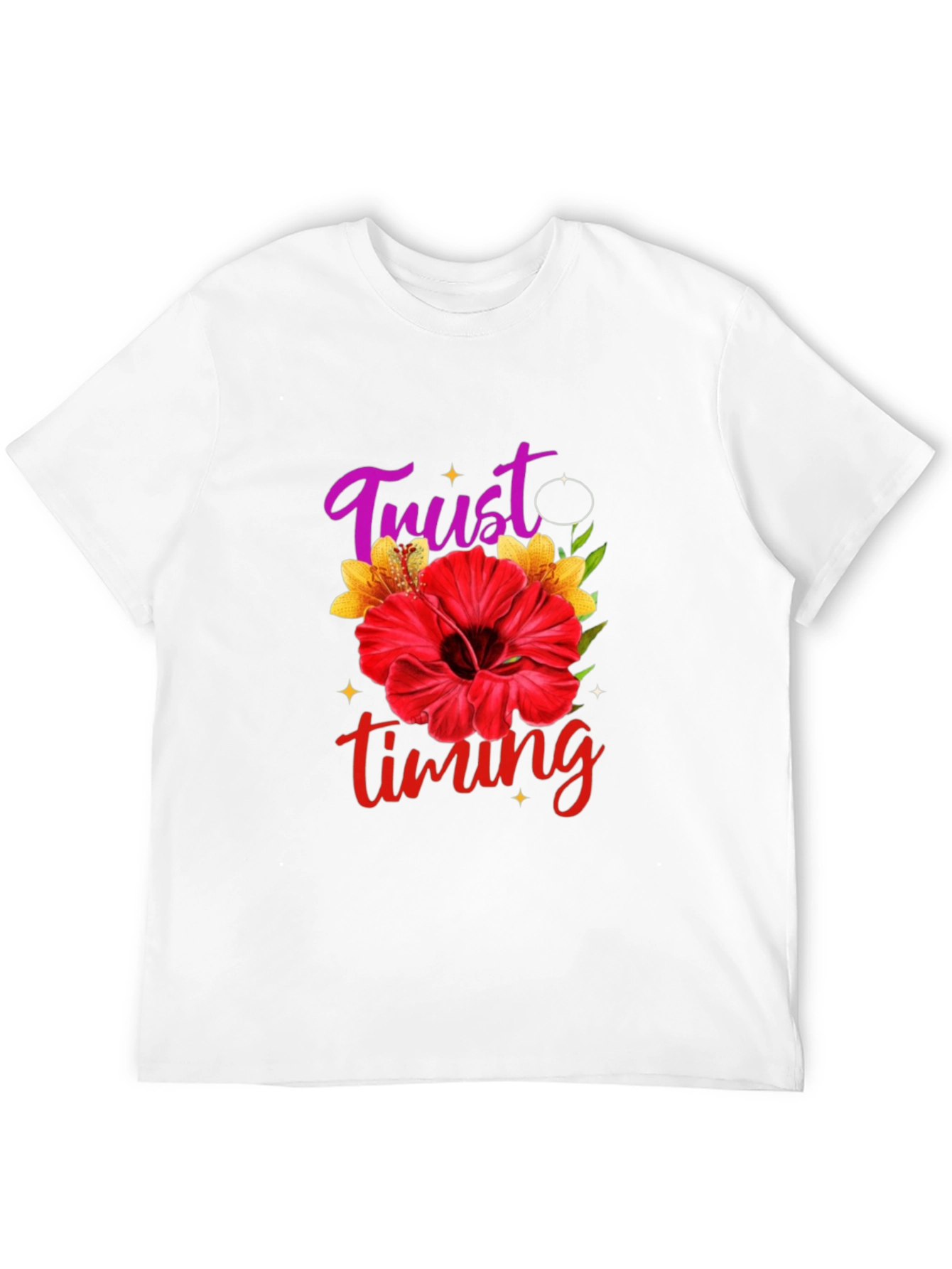 Trust Timing Floral Black T-Shirt