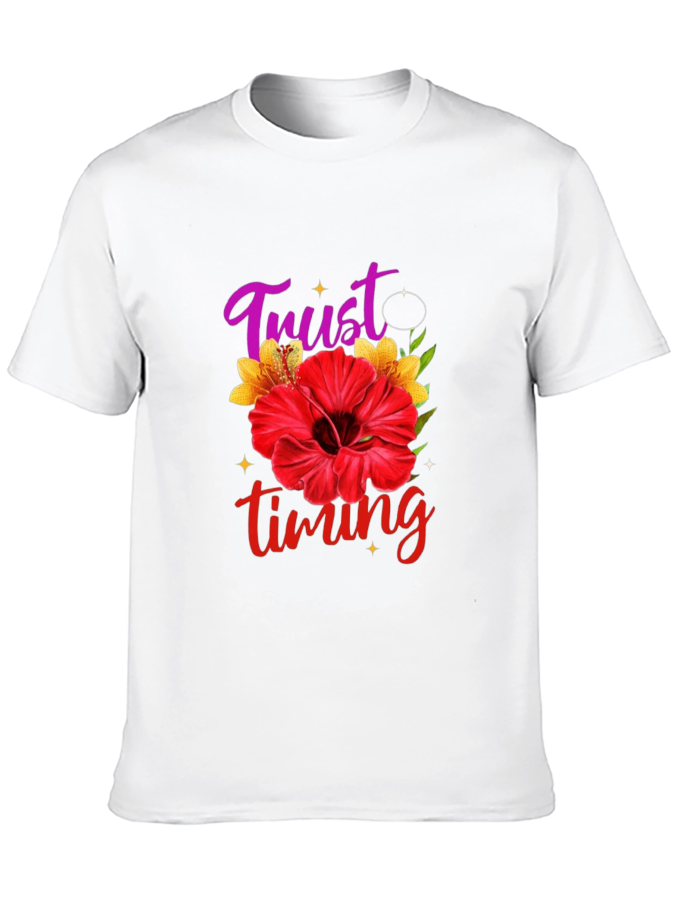 Trust Timing Floral Black T-Shirt