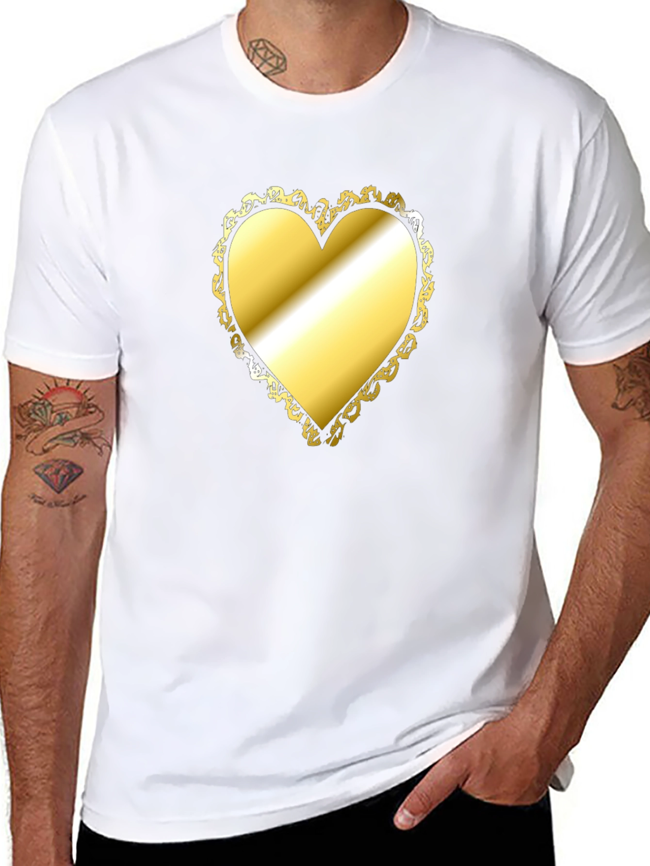 Golden Heart T-Shirt - Stylish Statement Tee