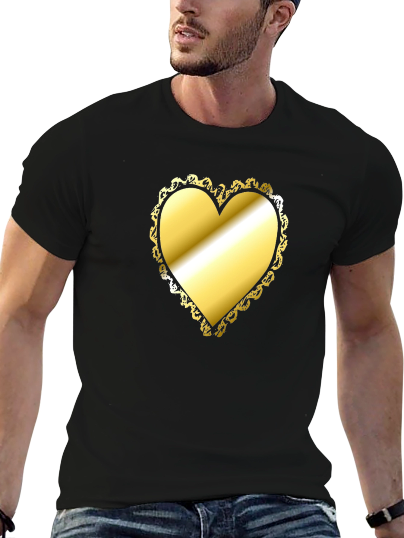 Golden Heart T-Shirt - Stylish Statement Tee