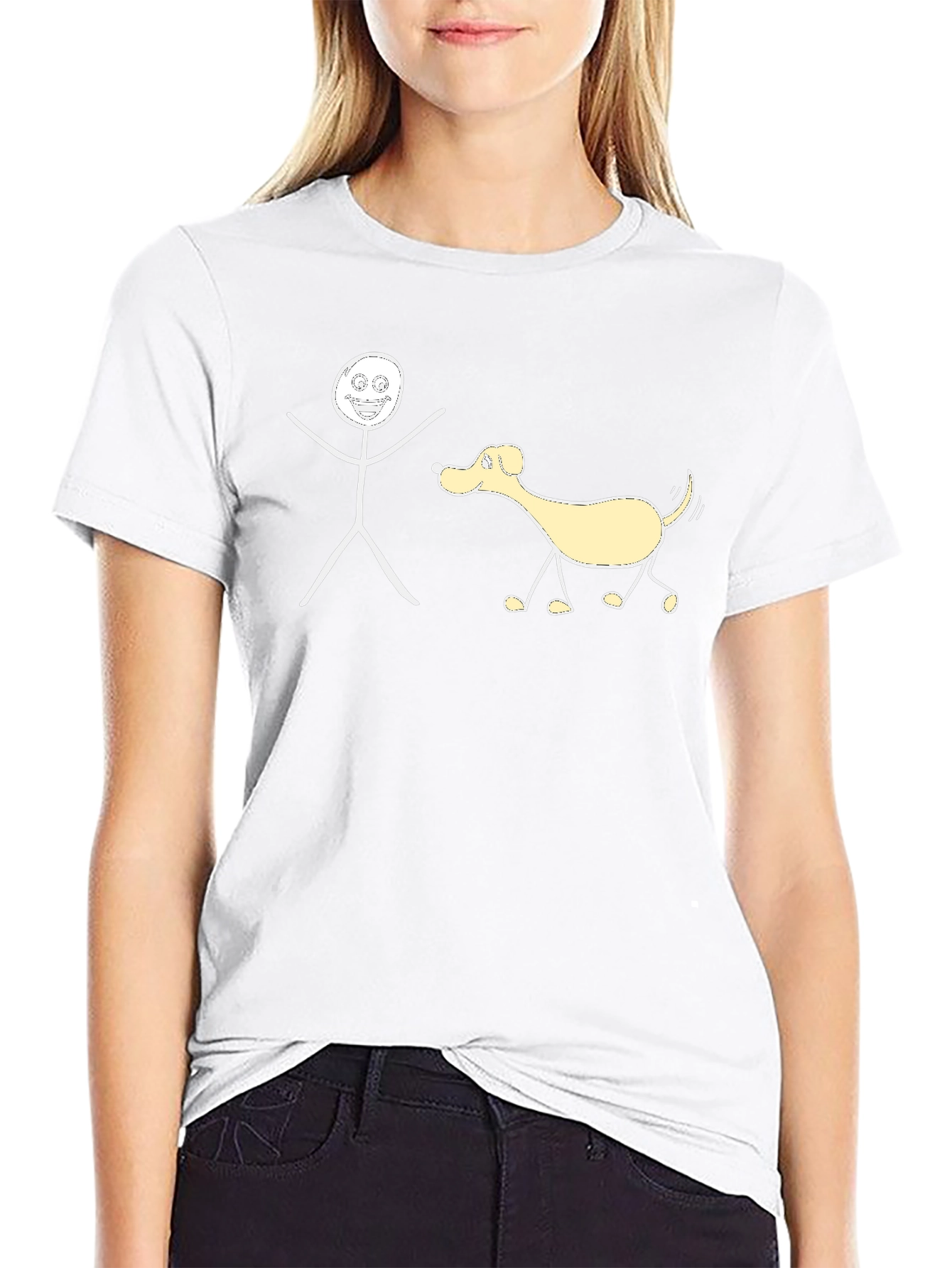 Funny Stick Figure Dog Walker T-Shirt