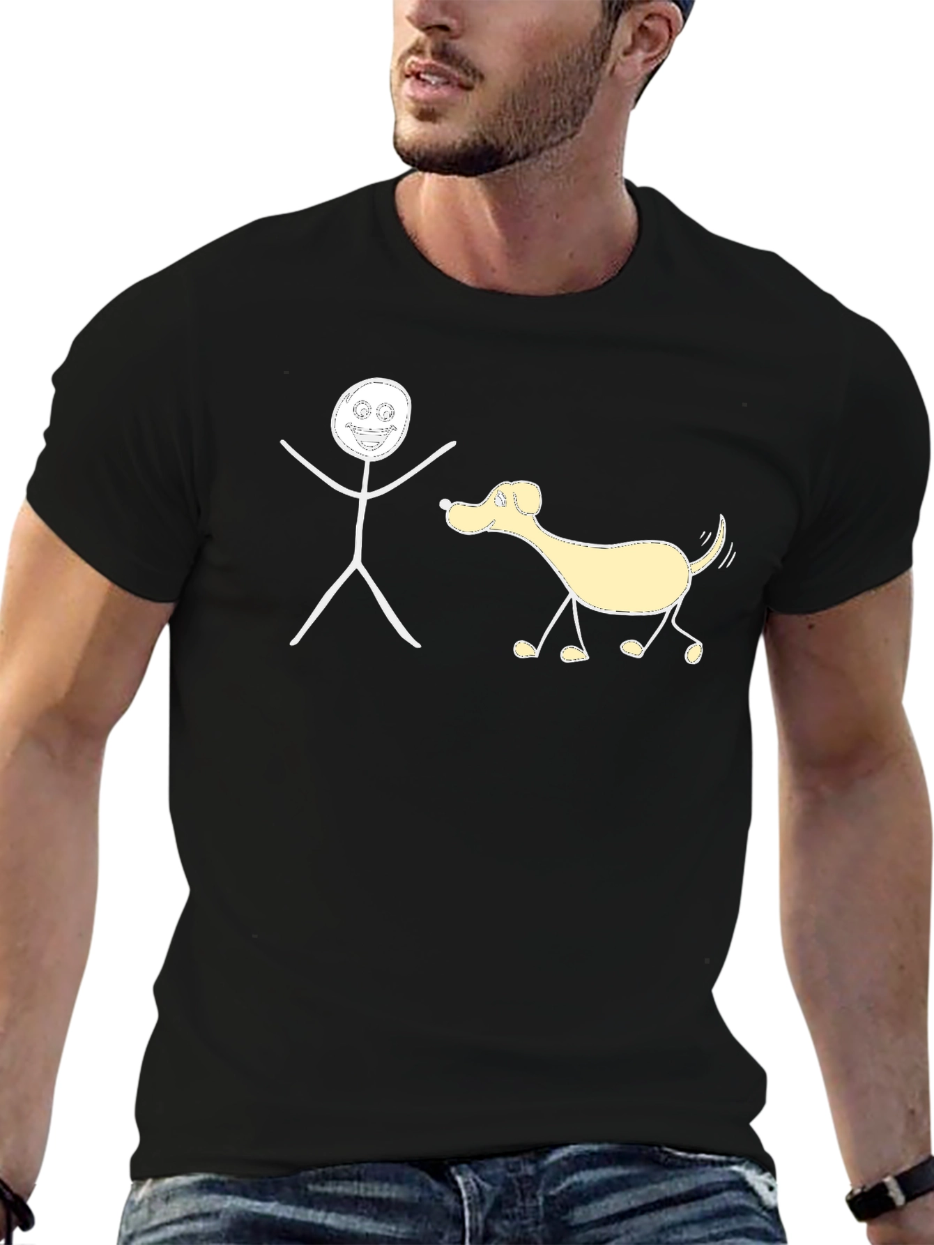 Funny Stick Figure Dog Walker T-Shirt