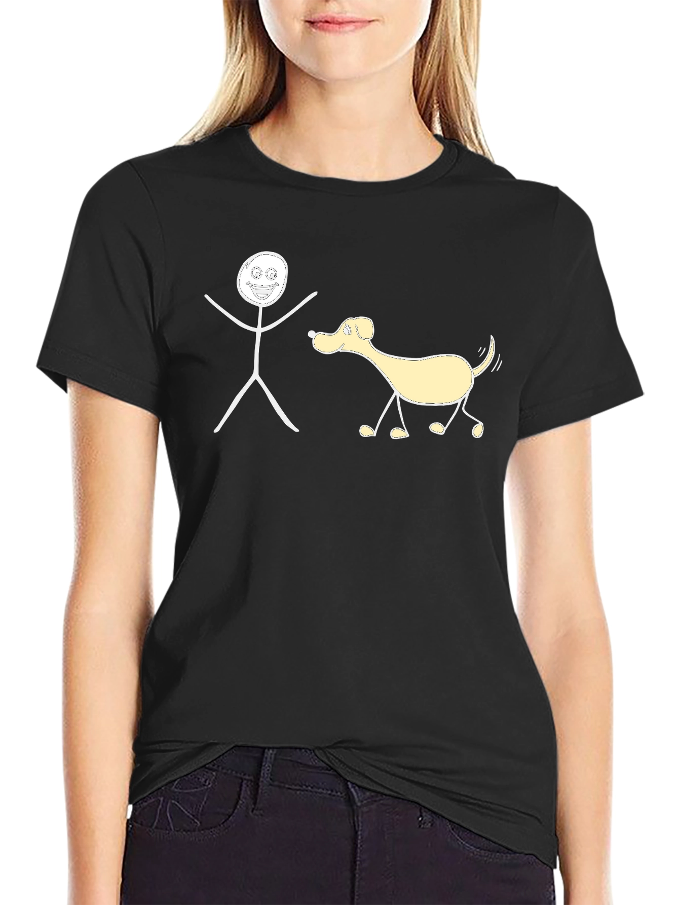 Funny Stick Figure Dog Walker T-Shirt