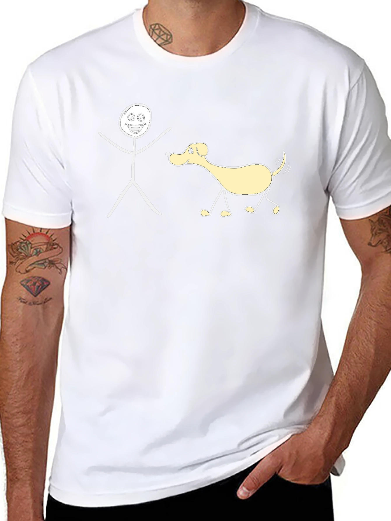 Funny Stick Figure Dog Walker T-Shirt