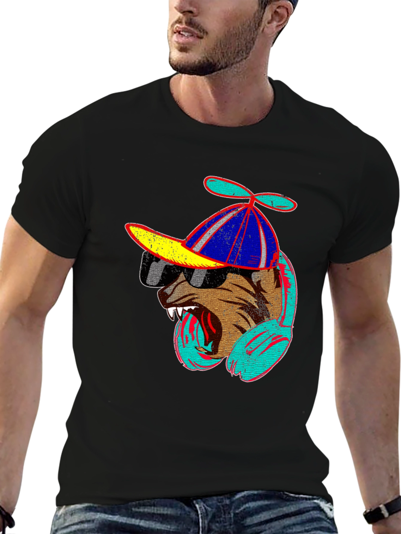 Cool Dog Graphic Tee - Black