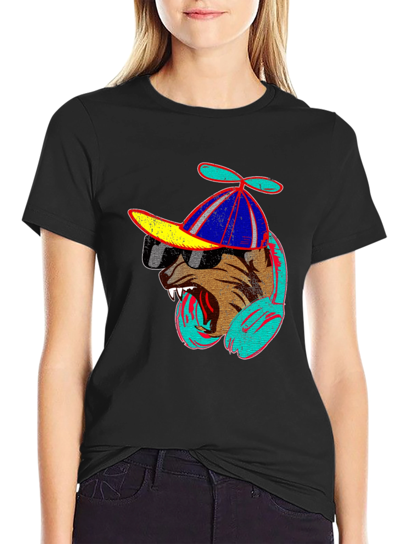 Cool Dog Graphic Tee - Black