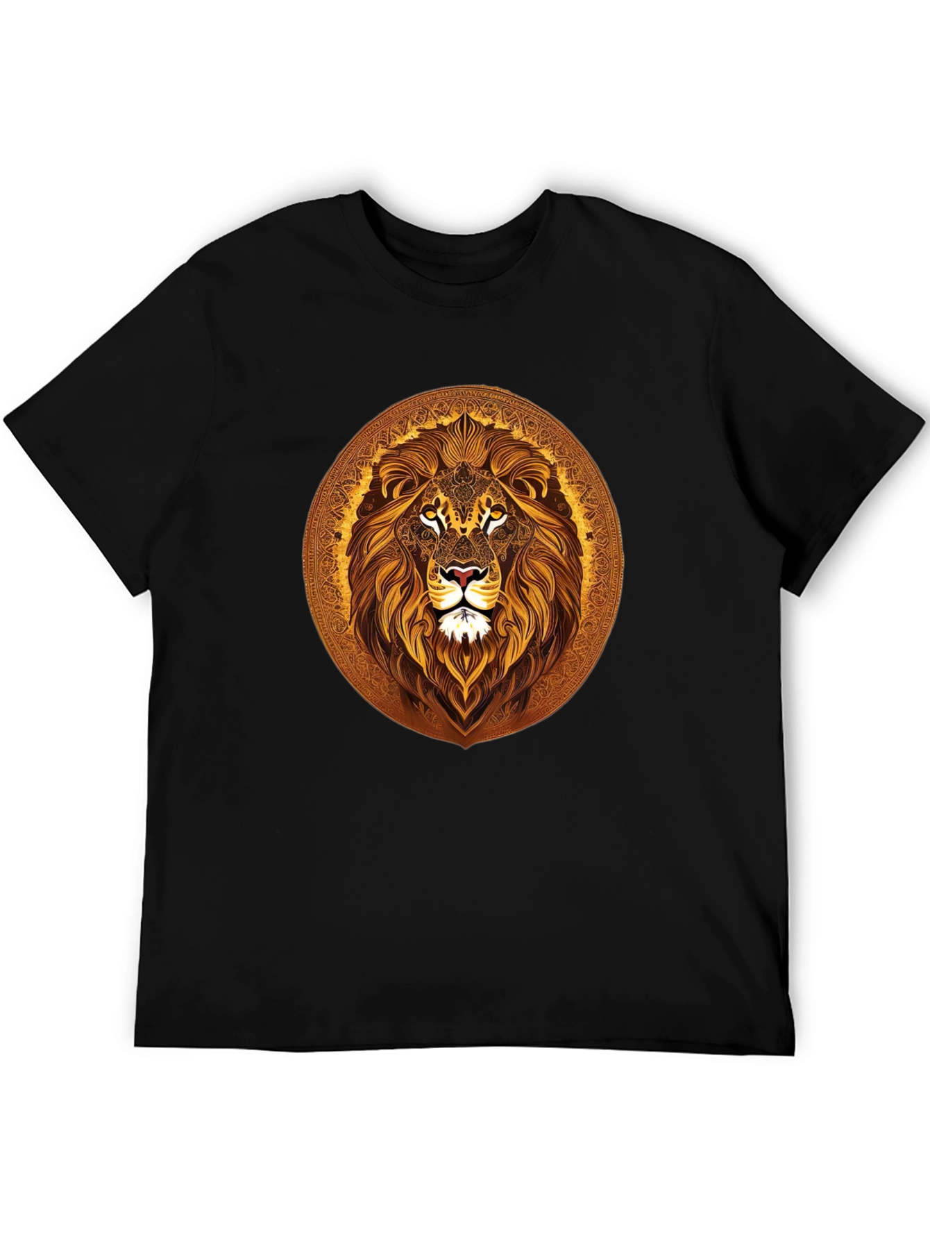 Lion Mandala Graphic Black T-Shirt