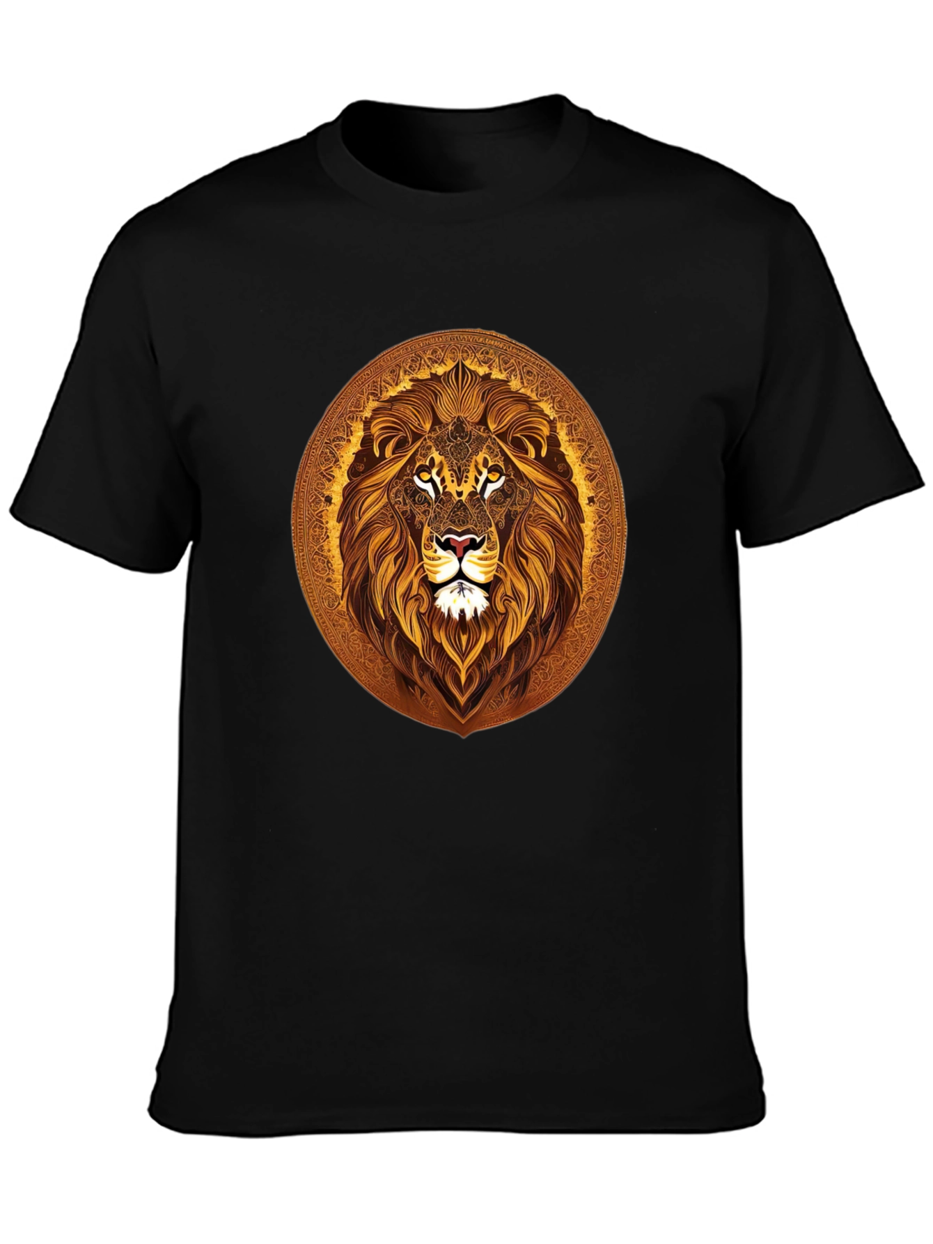 Lion Mandala Graphic Black T-Shirt