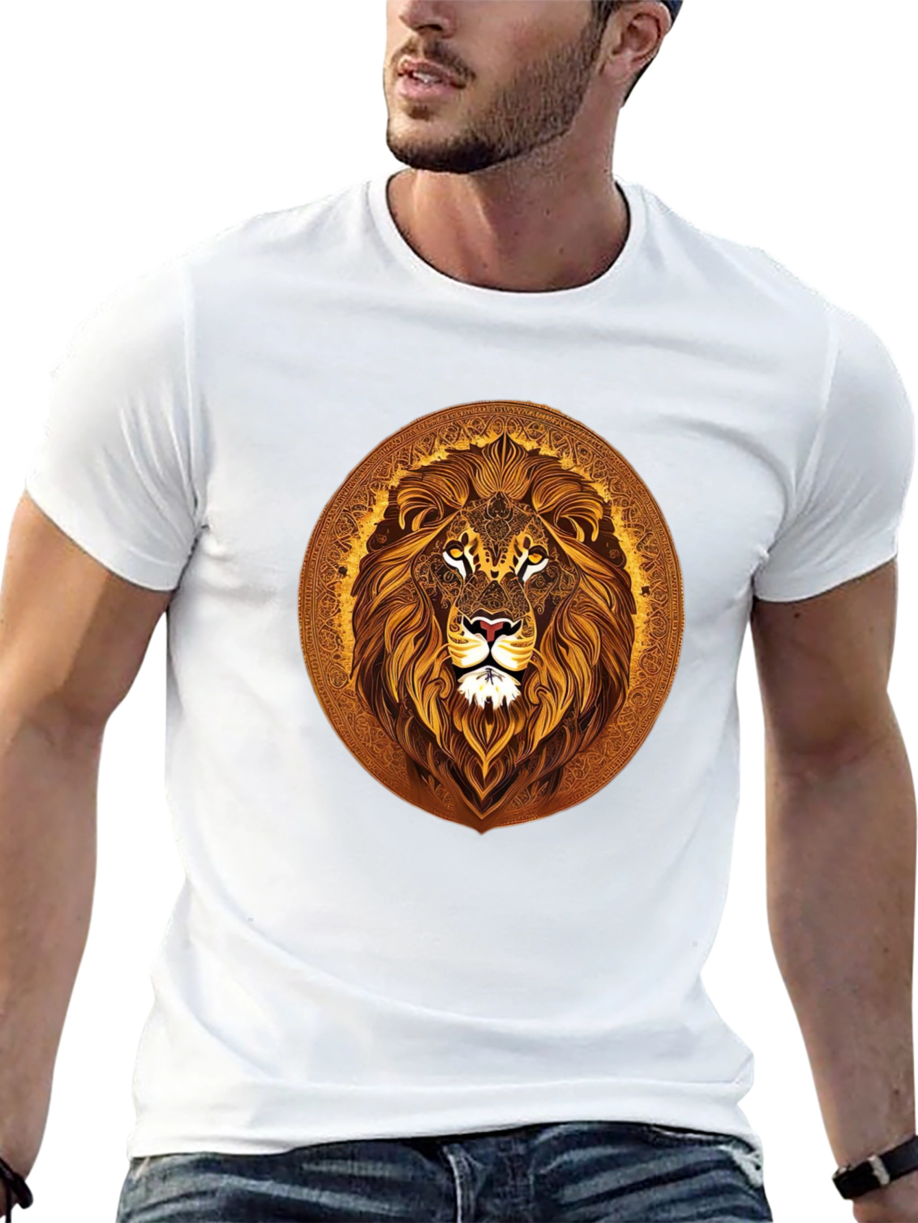 Lion Mandala Graphic Black T-Shirt