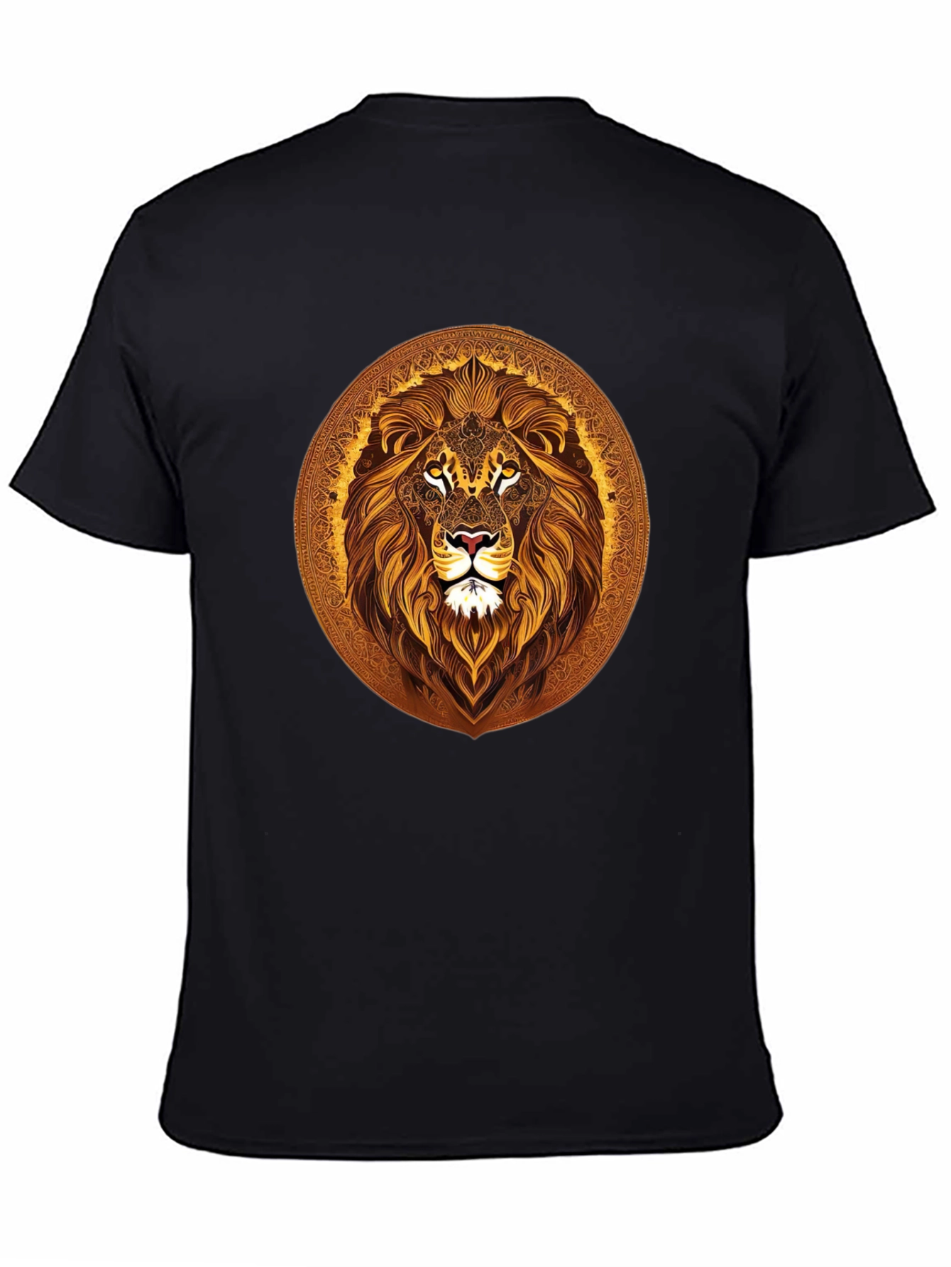 Lion Mandala Graphic Black T-Shirt