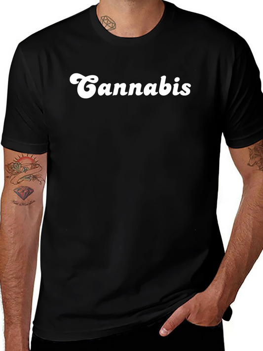 Cannabis Retro Graphic T-Shirt - Classic Black