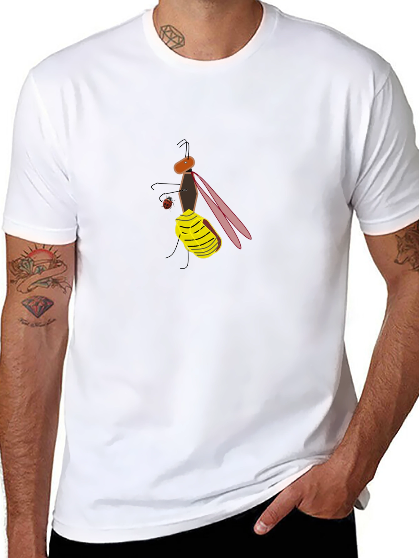 Black T-Shirt with Funky Fly Graphic