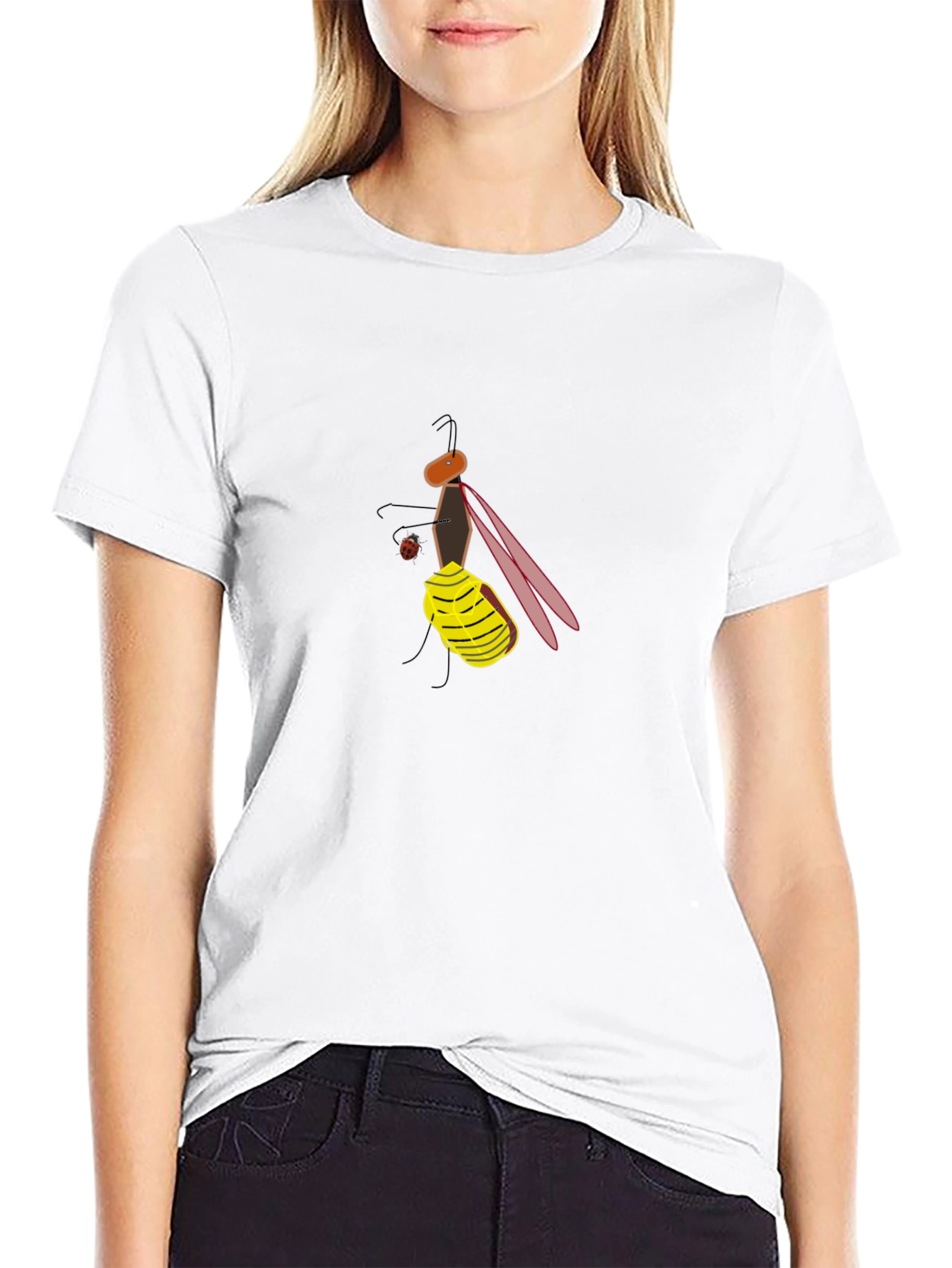 Black T-Shirt with Funky Fly Graphic