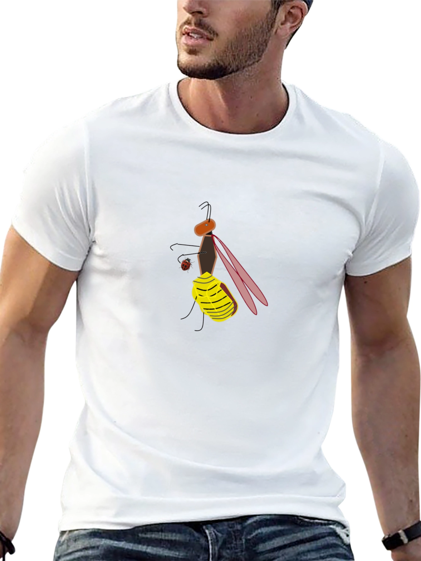 Black T-Shirt with Funky Fly Graphic