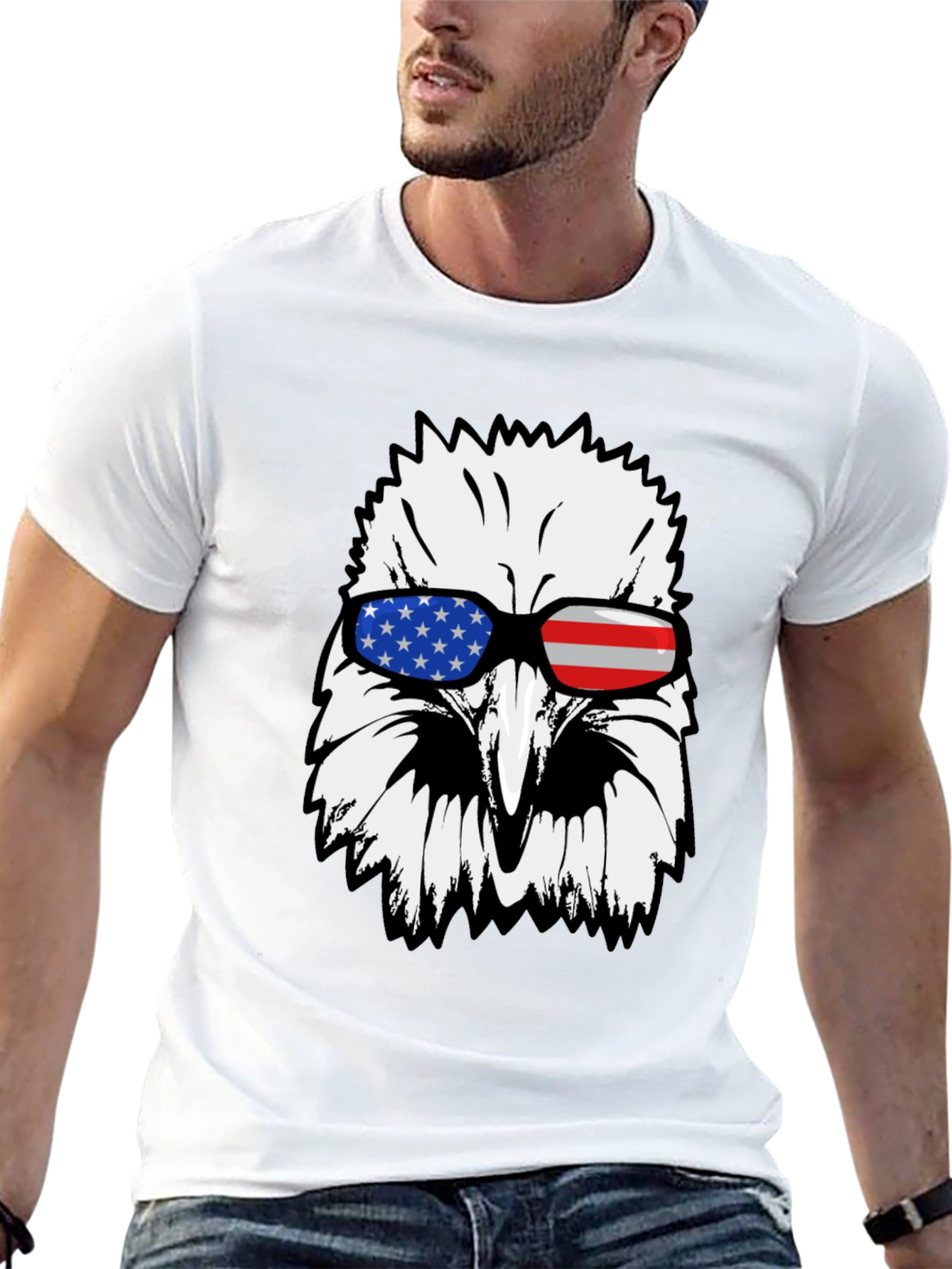 American Eagle USA Flag Sunglasses Graphic T-Shirt