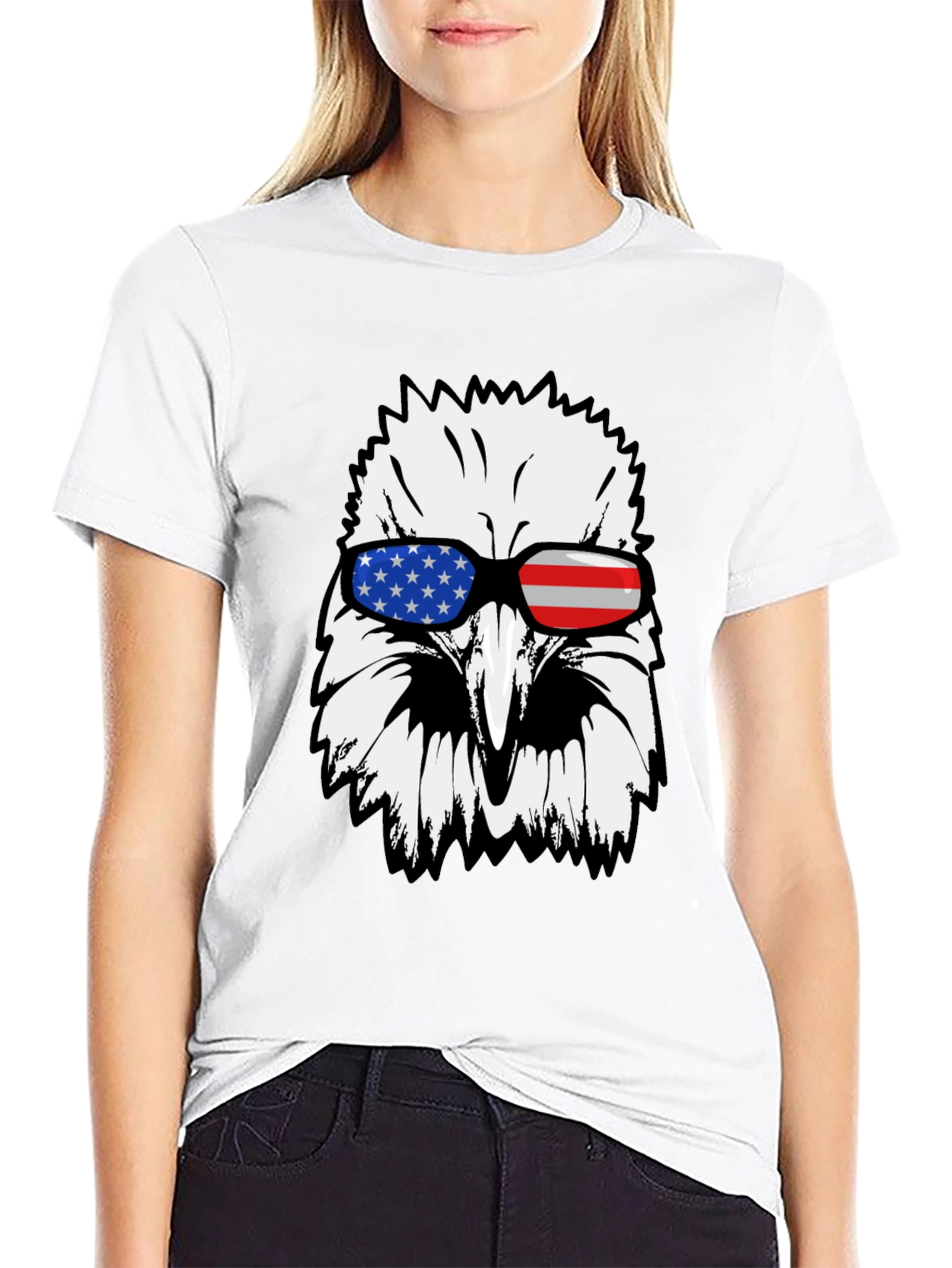 American Eagle USA Flag Sunglasses Graphic T-Shirt