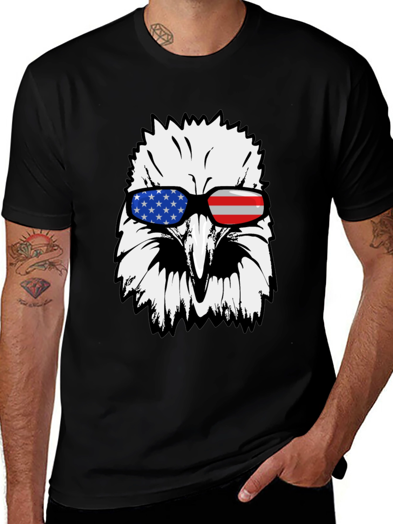 American Eagle USA Flag Sunglasses Graphic T-Shirt