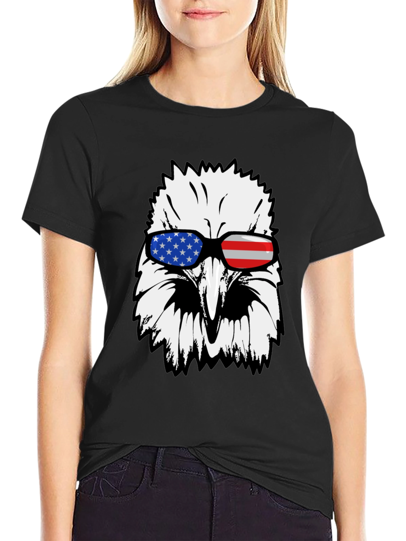 American Eagle USA Flag Sunglasses Graphic T-Shirt